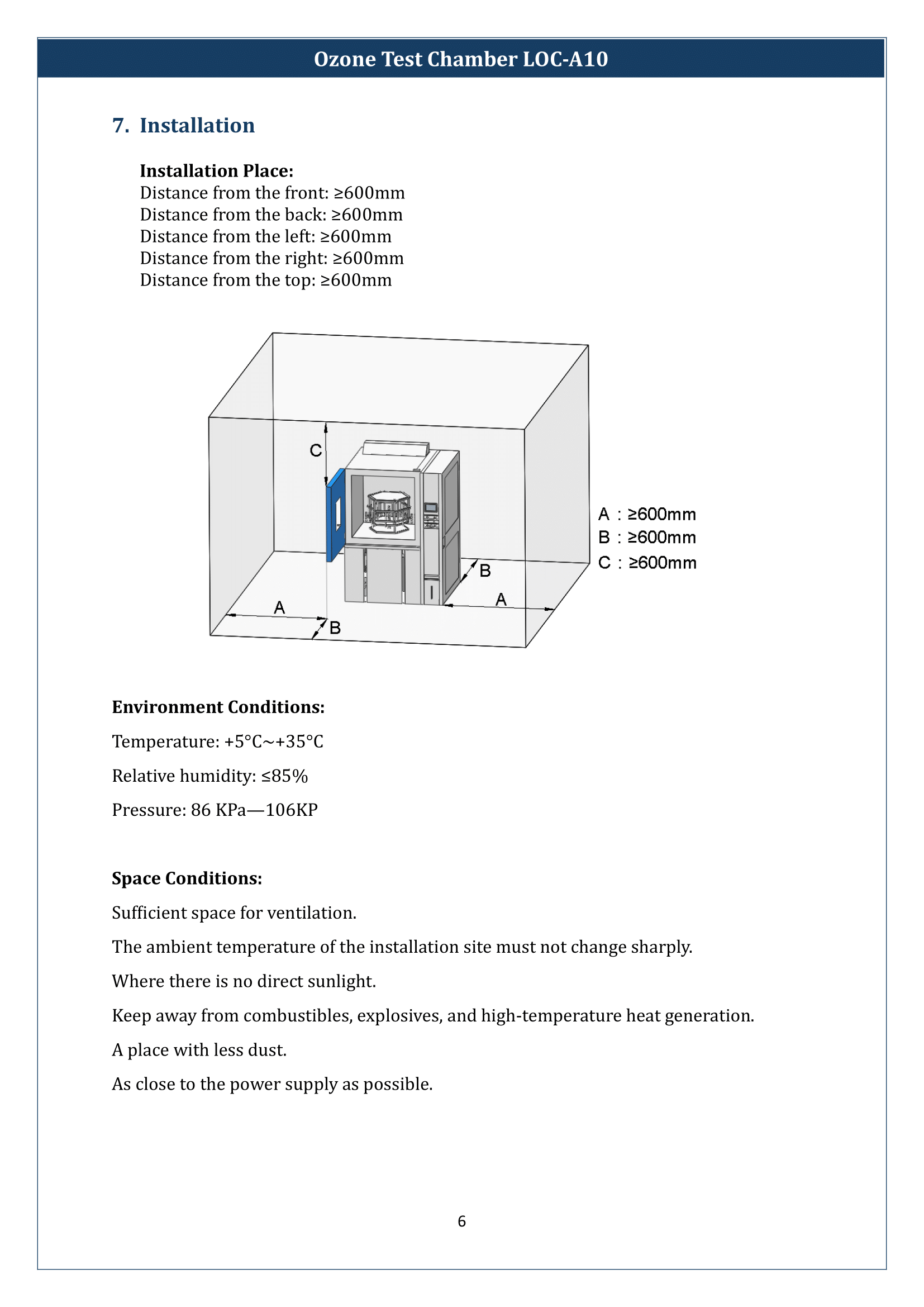 Ozone Test Chamber LOC-A10 Manual