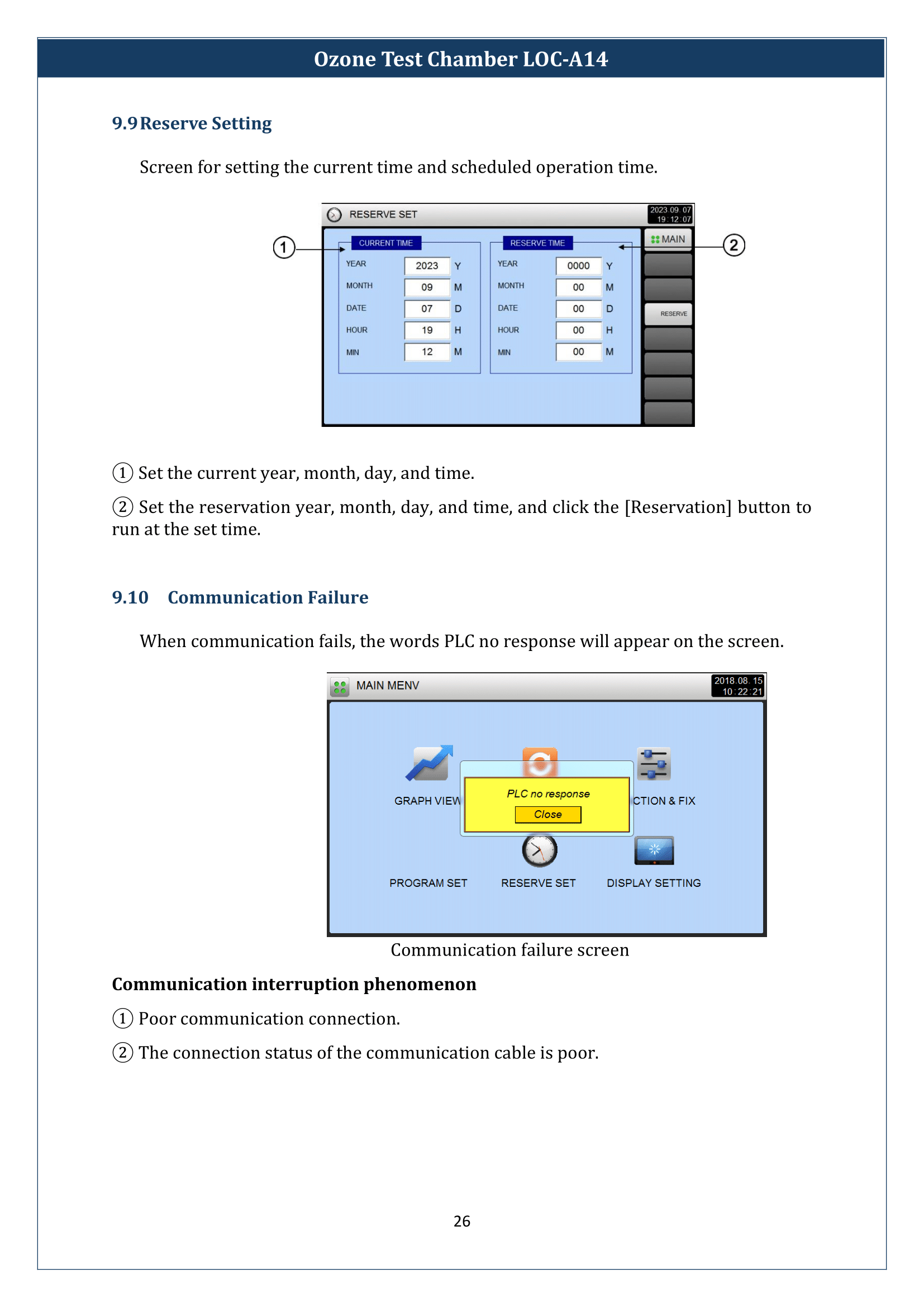Ozone Test Chamber LOC-A14 Manual