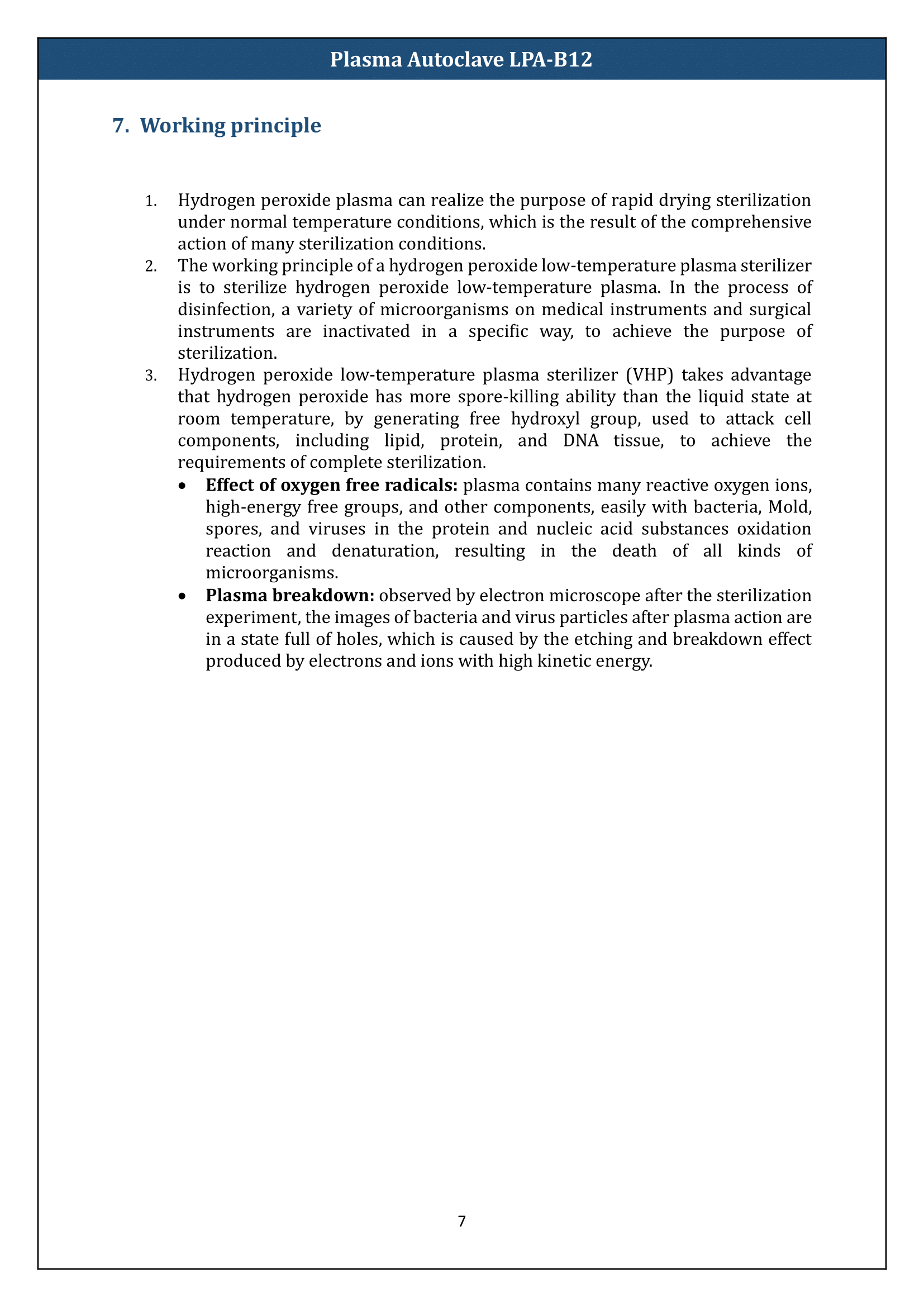 Plasma Autoclave LPA-B12 Manual