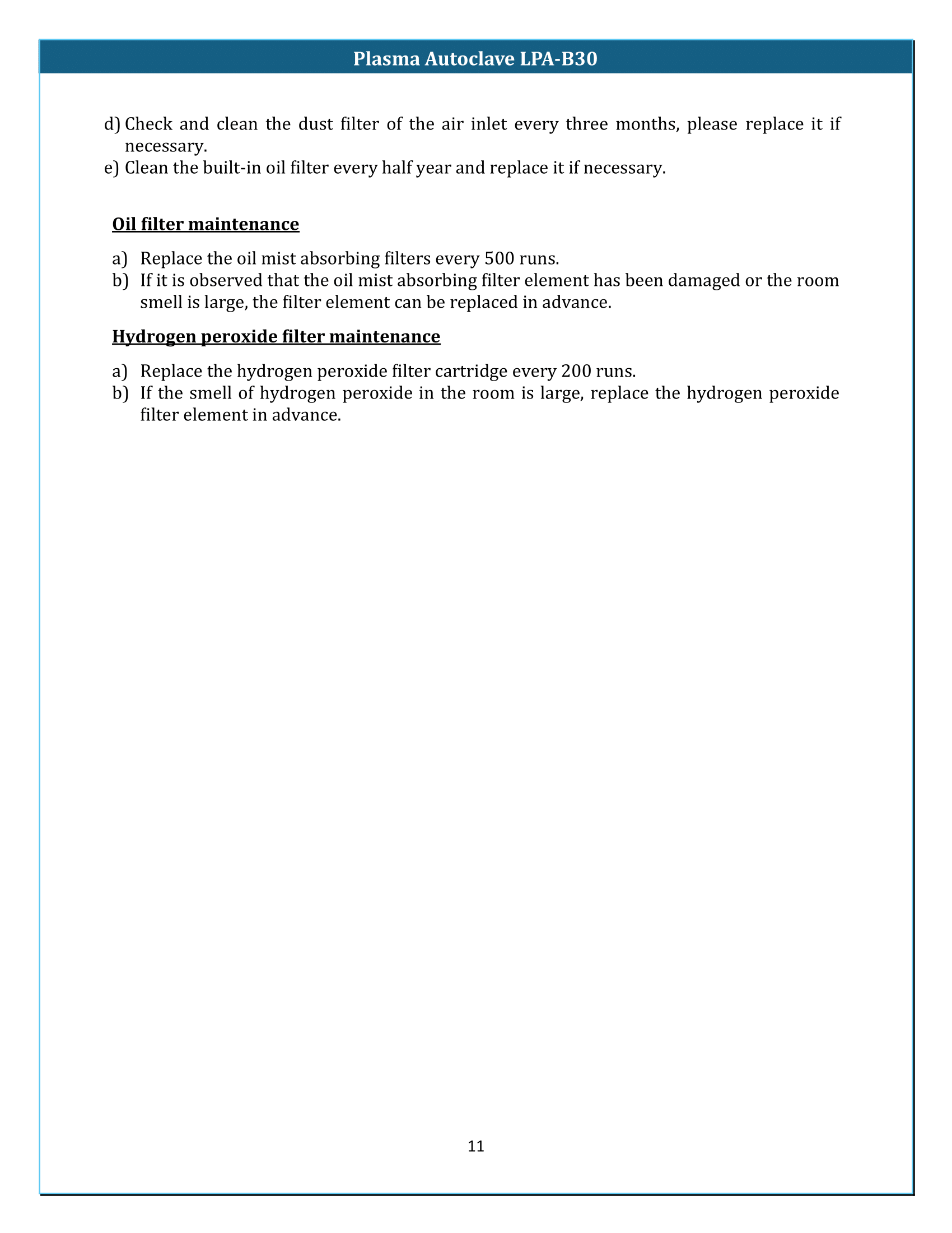 Plasma Autoclave LPA-B30 Manual