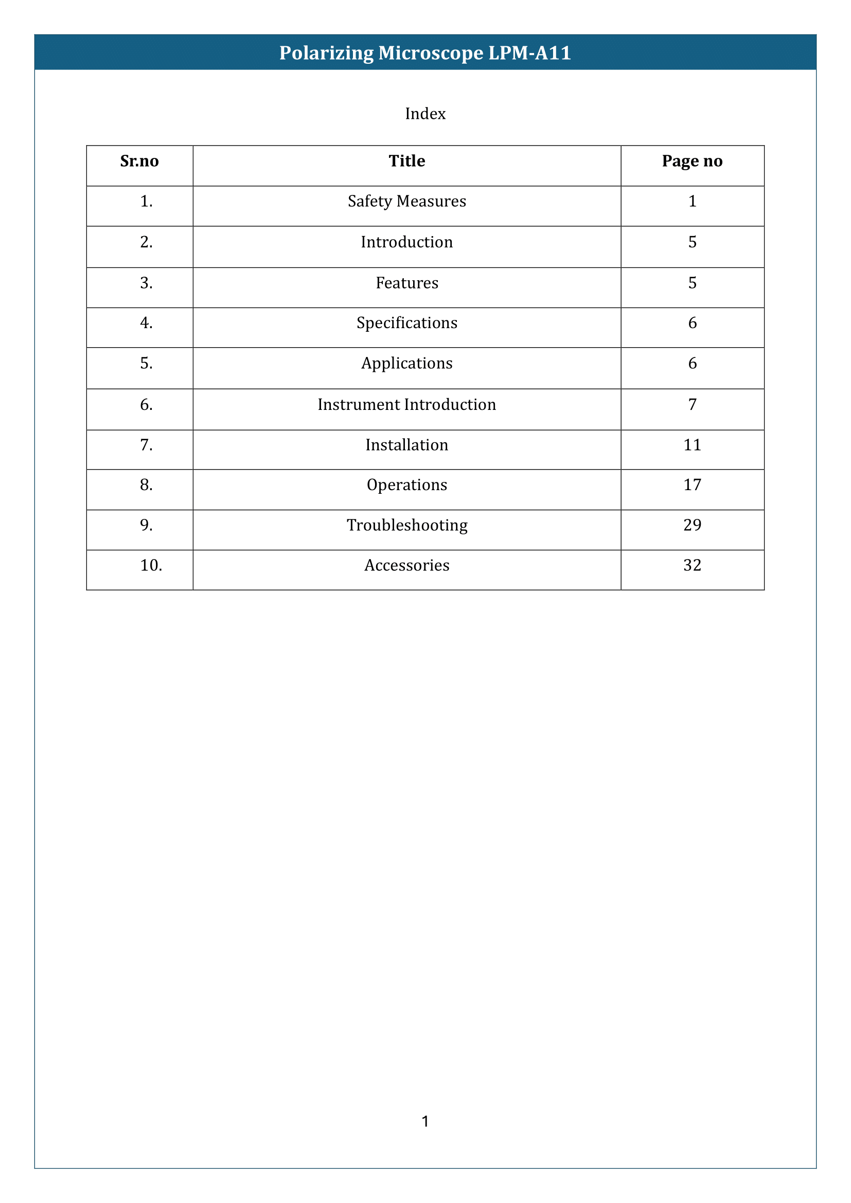Polarizing Microscope LPM-A11 Manual