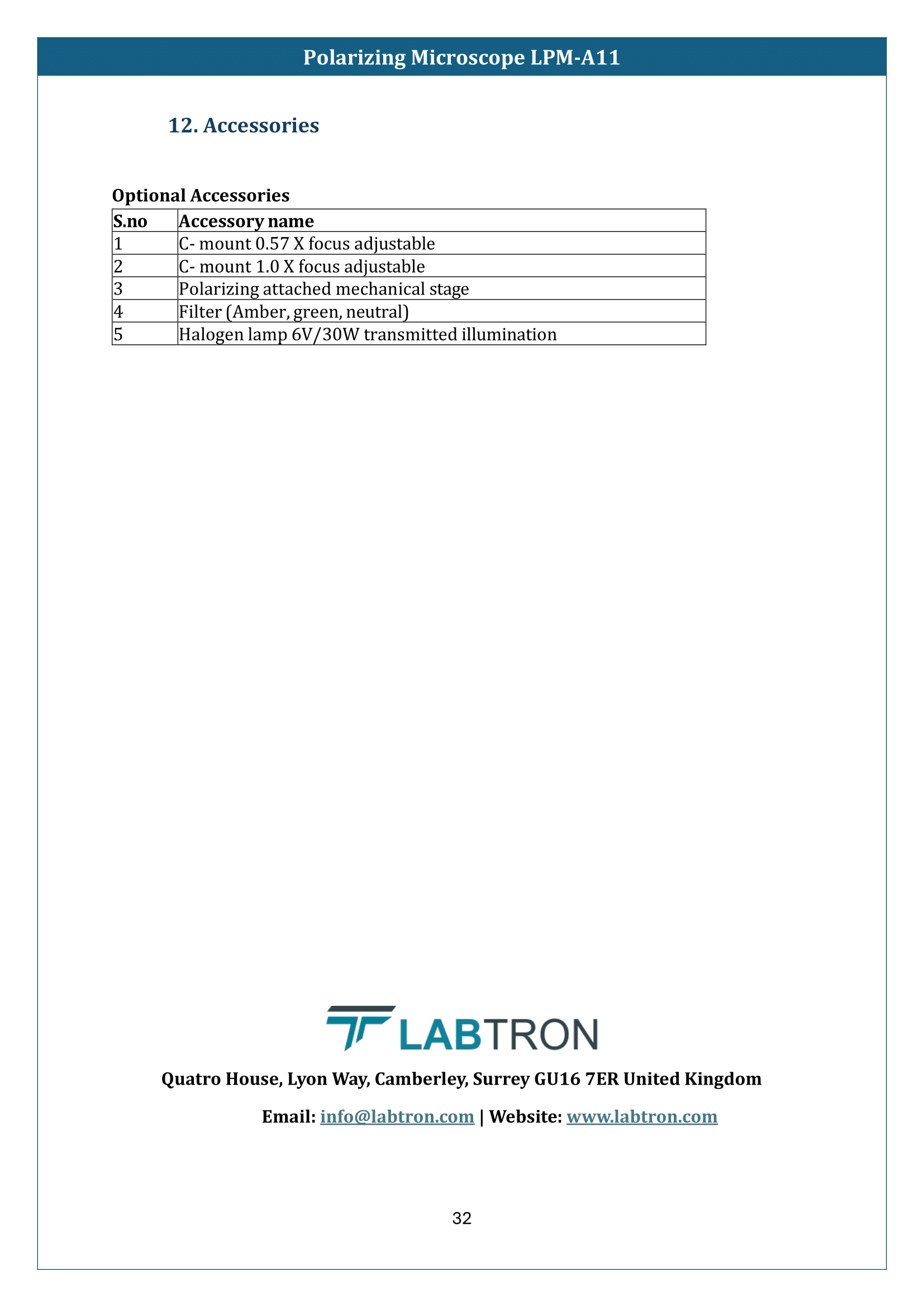 Polarizing Microscope LPM-A11 Manual