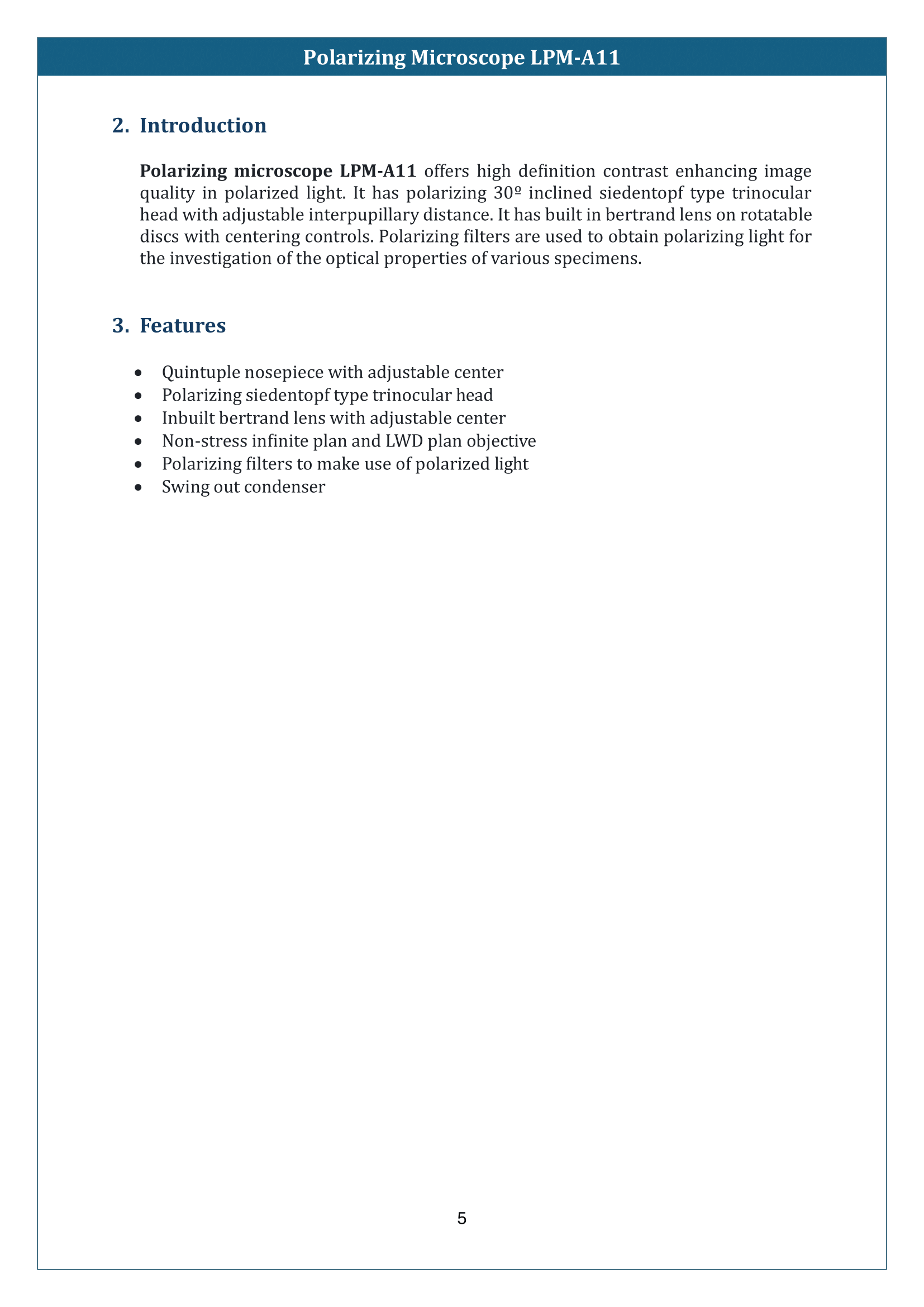 Polarizing Microscope LPM-A11 Manual