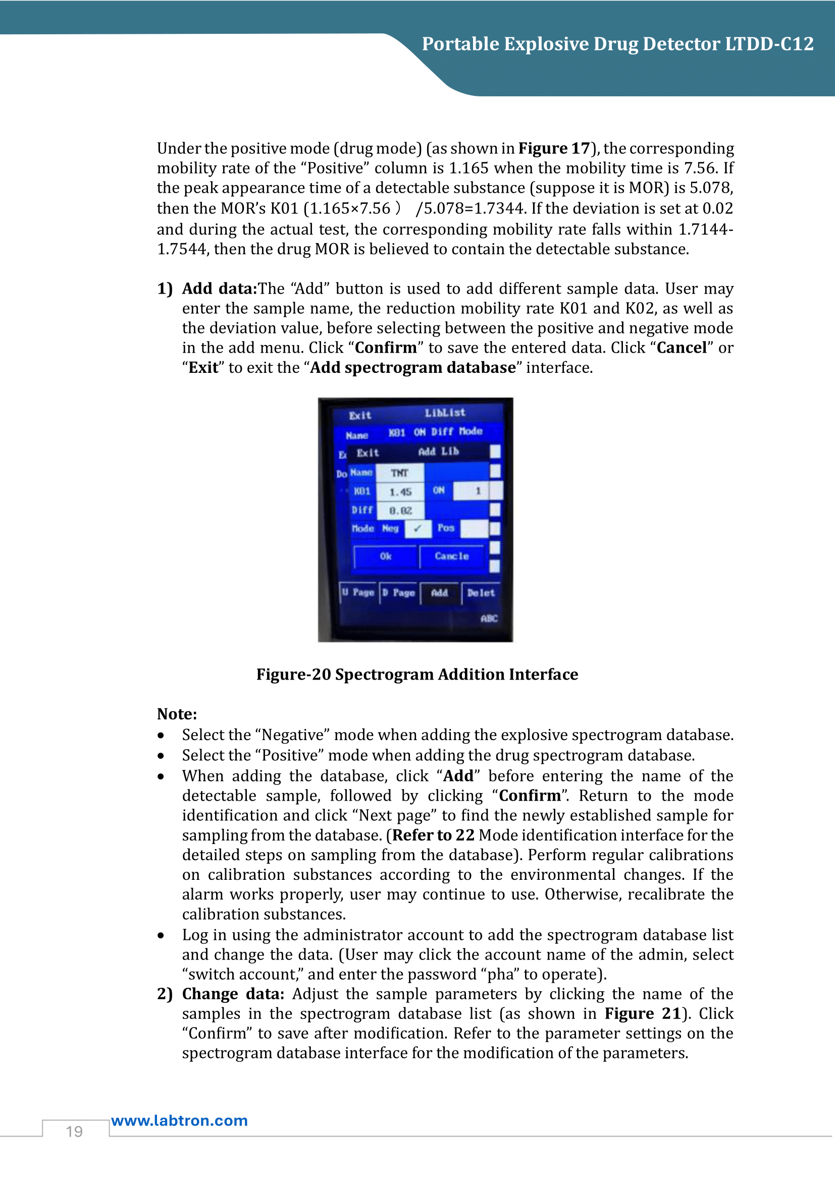 Portable Explosive Drug Detector LTDD-C12 Manual
