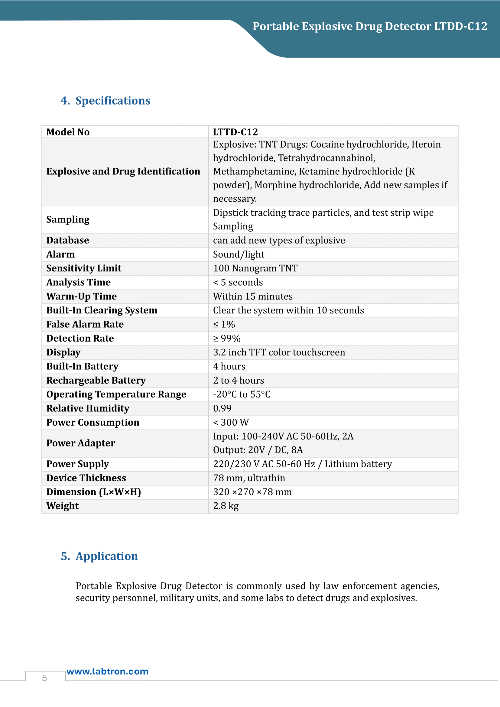 Portable Explosive Drug Detector LTDD-C12 Manual