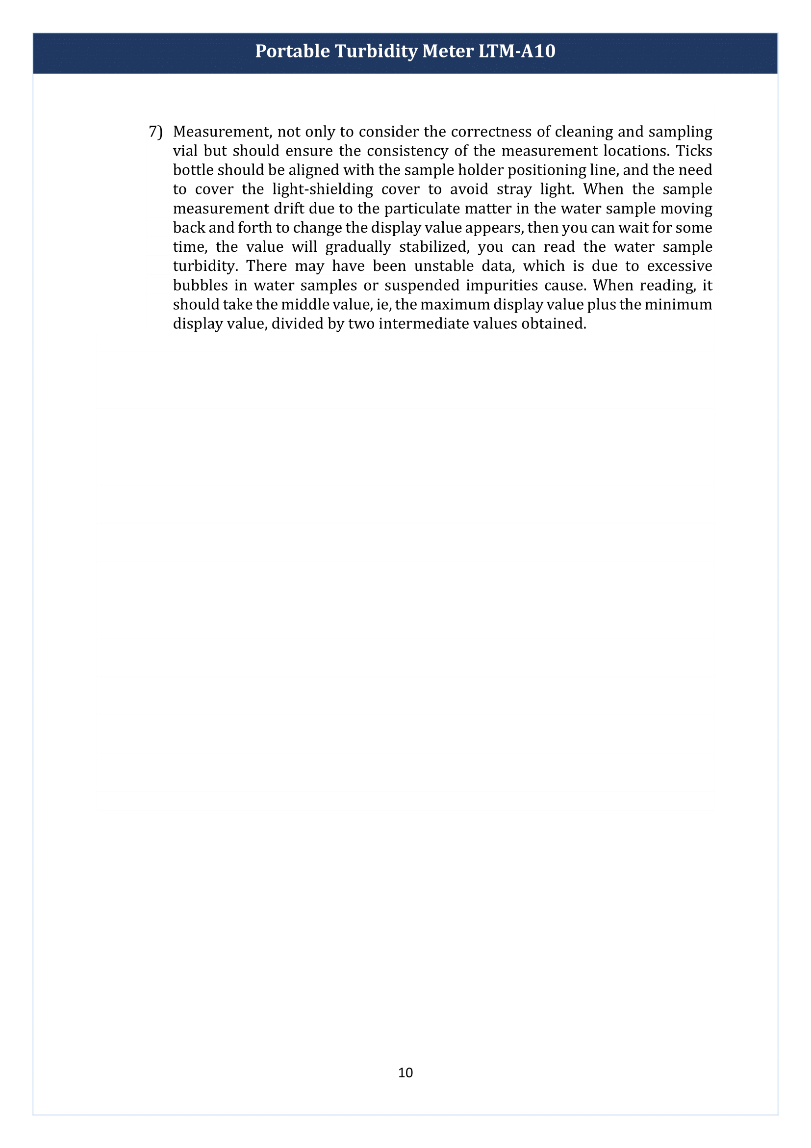 Portable Turbidity Meter LTM-A10 Manual