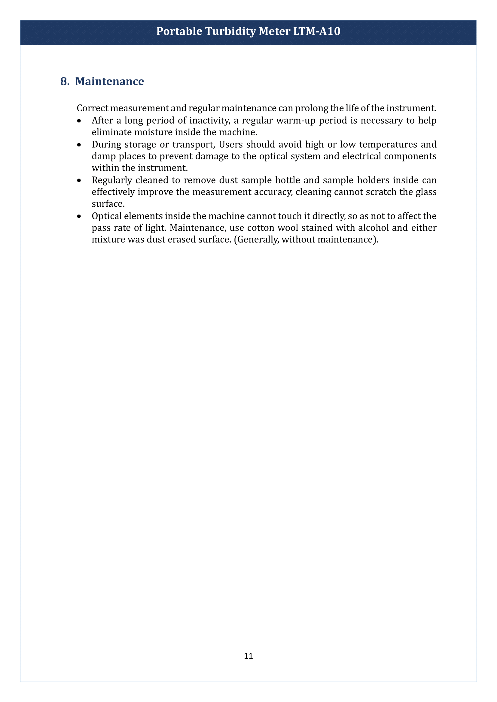 Portable Turbidity Meter LTM-A10 Manual
