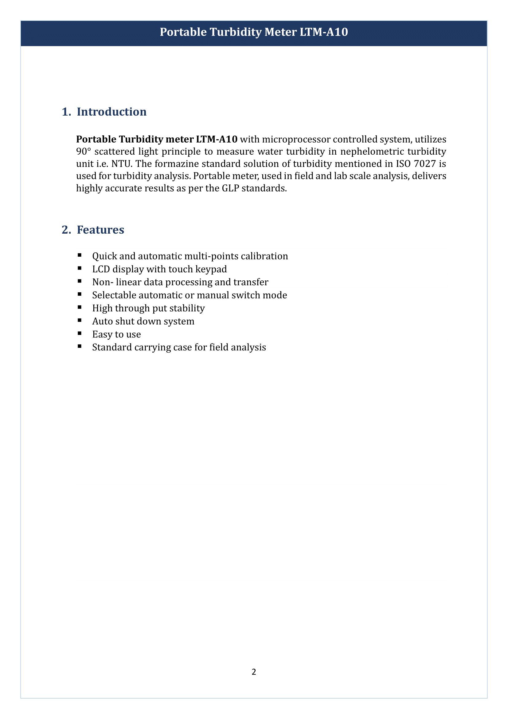 Portable Turbidity Meter LTM-A10 Manual