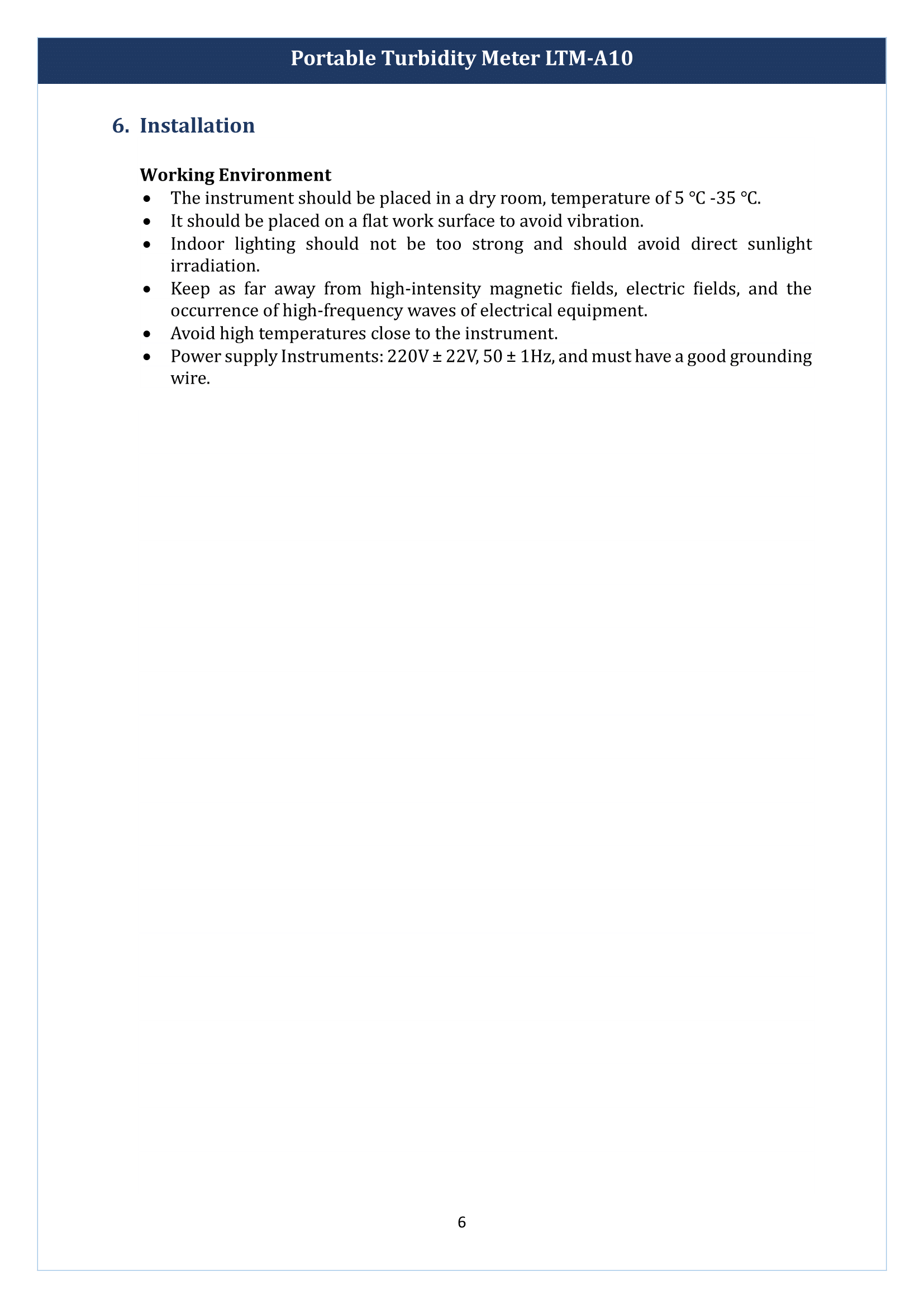 Portable Turbidity Meter LTM-A10 Manual