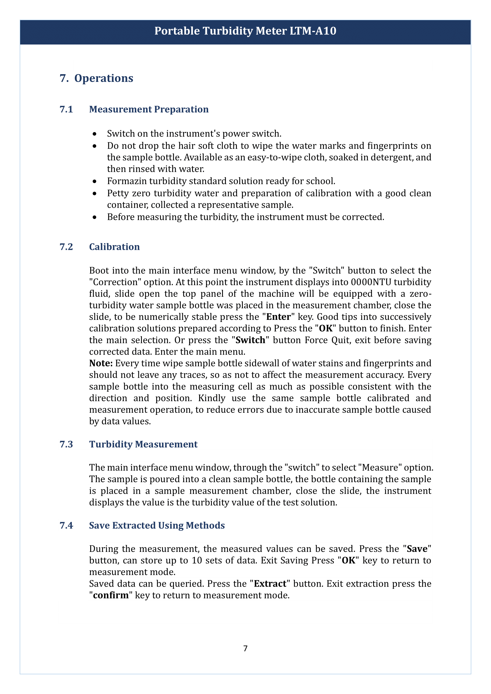Portable Turbidity Meter LTM-A10 Manual