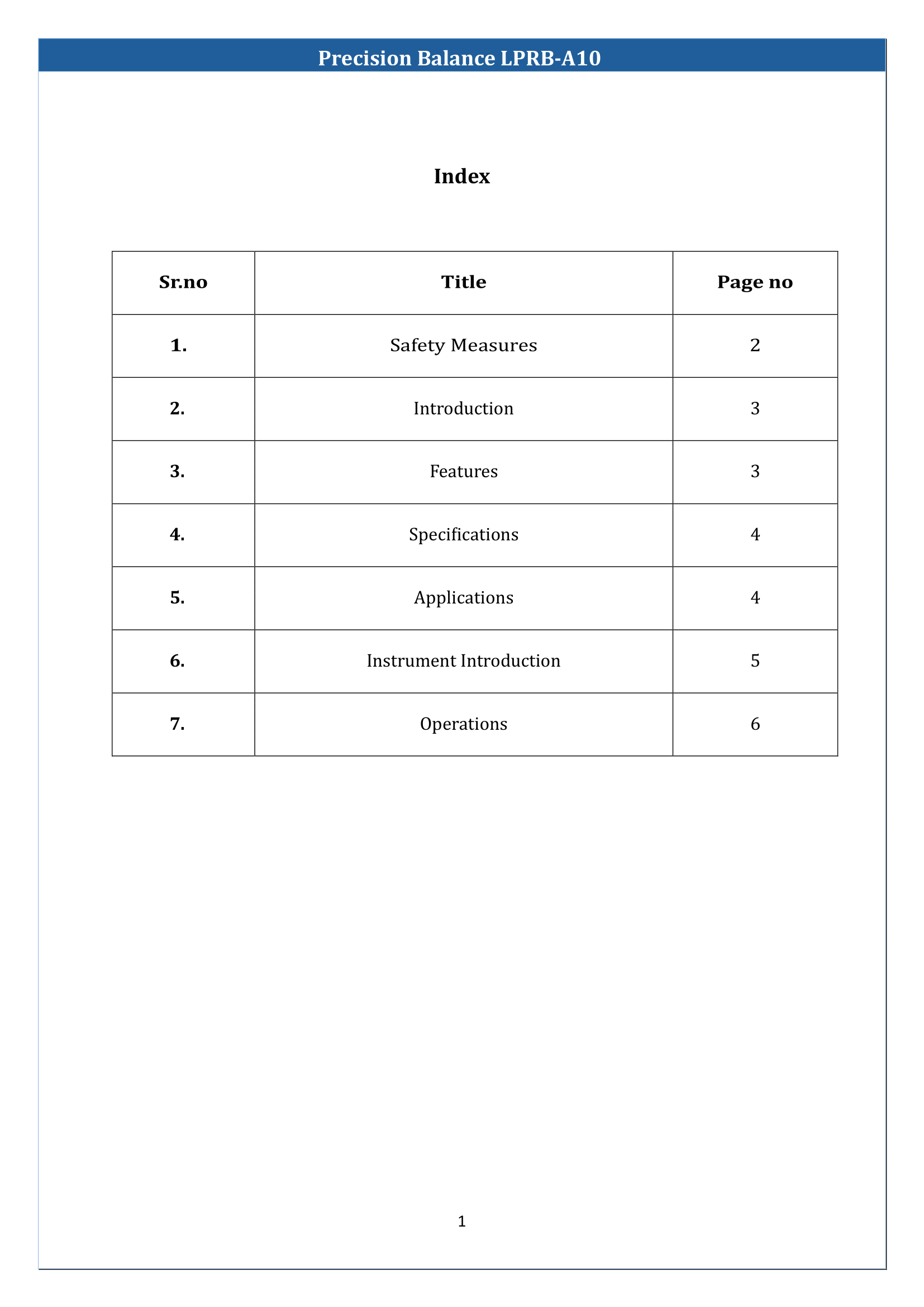 Precision Balance LPRB-A10 Manual
