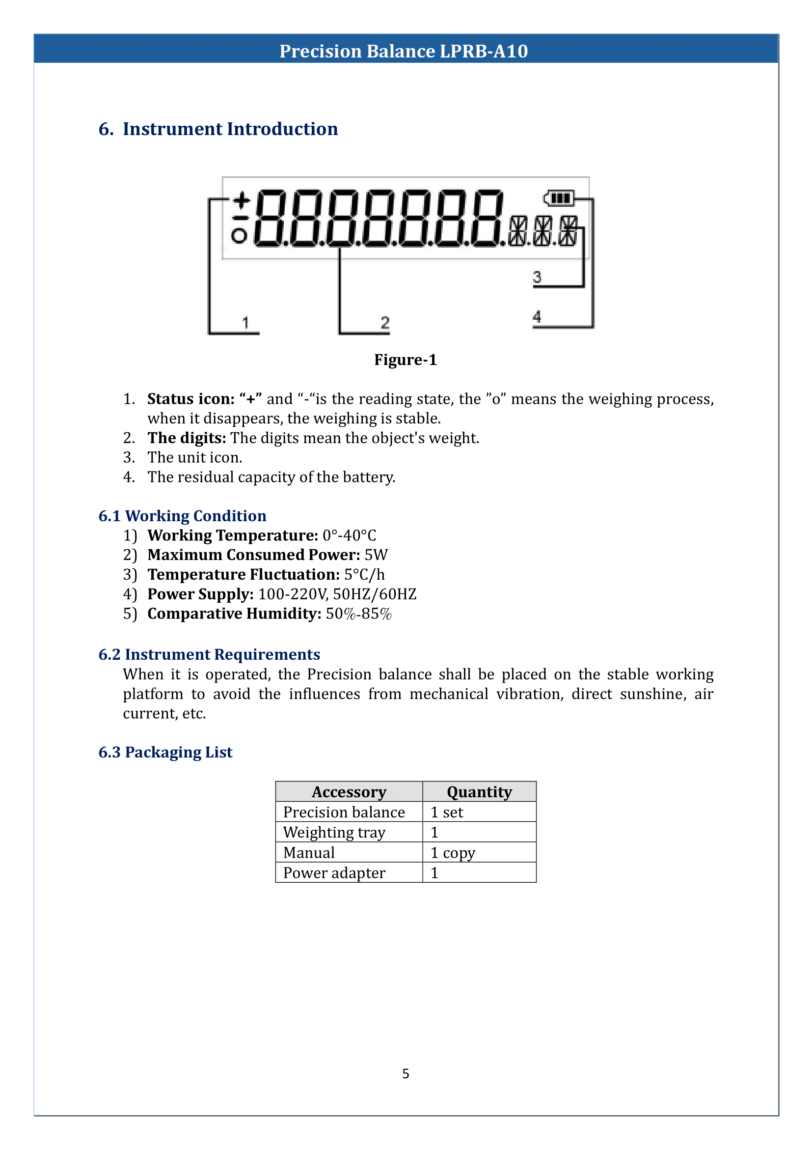Precision Balance LPRB-A10 Manual