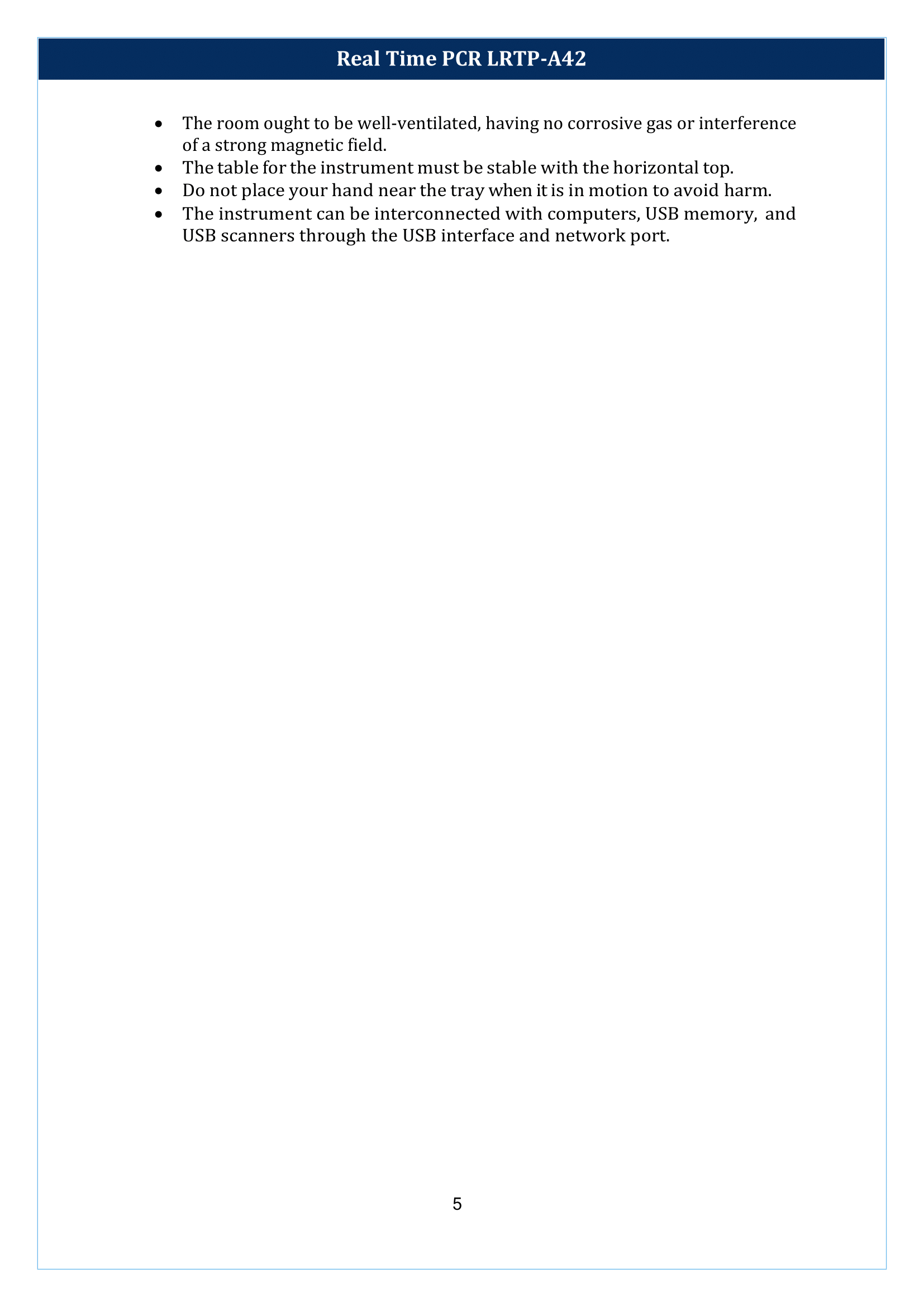 Real Time PCR LRTP-A42 Manual