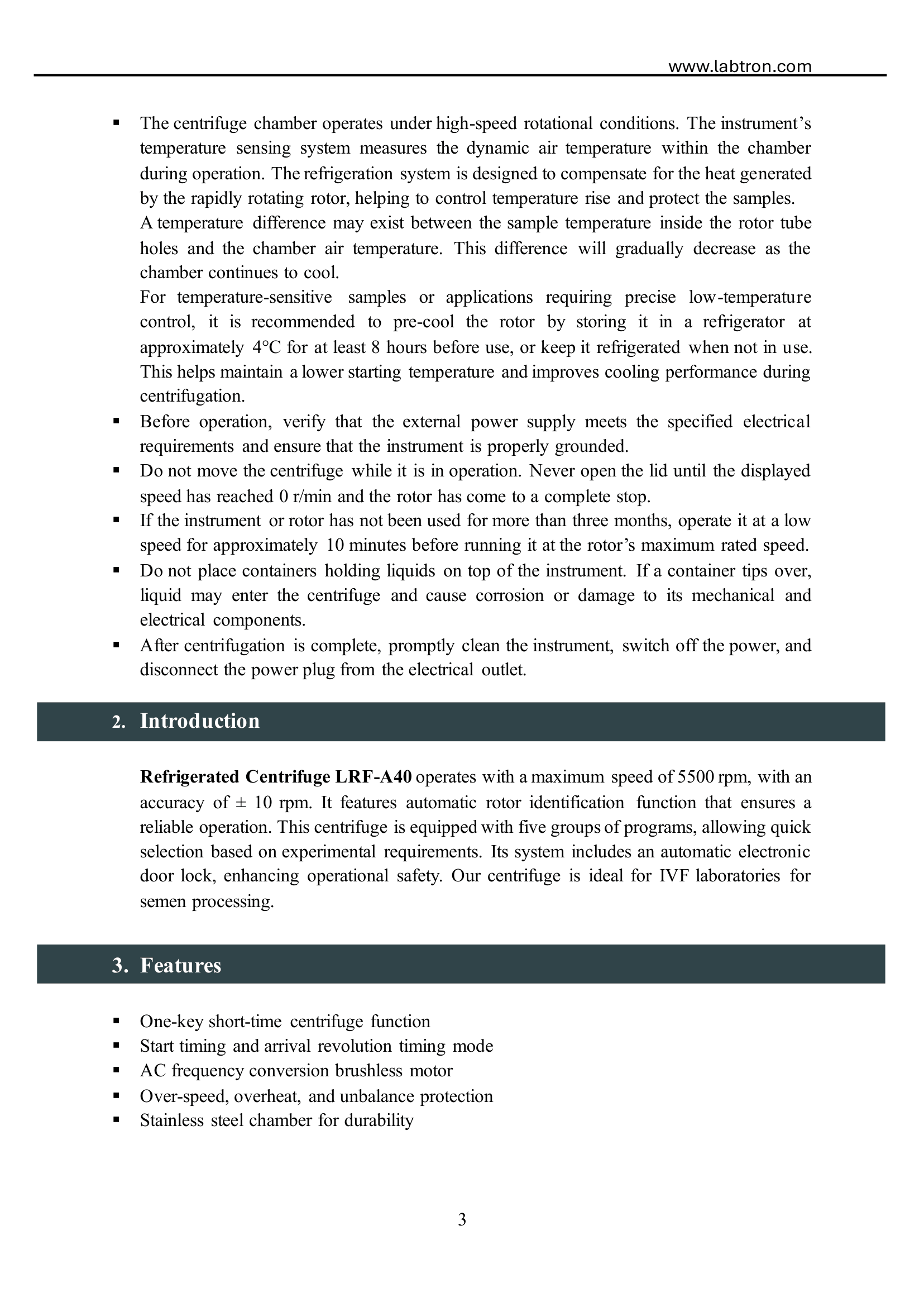 Refrigerated Centrifuge LRF-A40 Manual