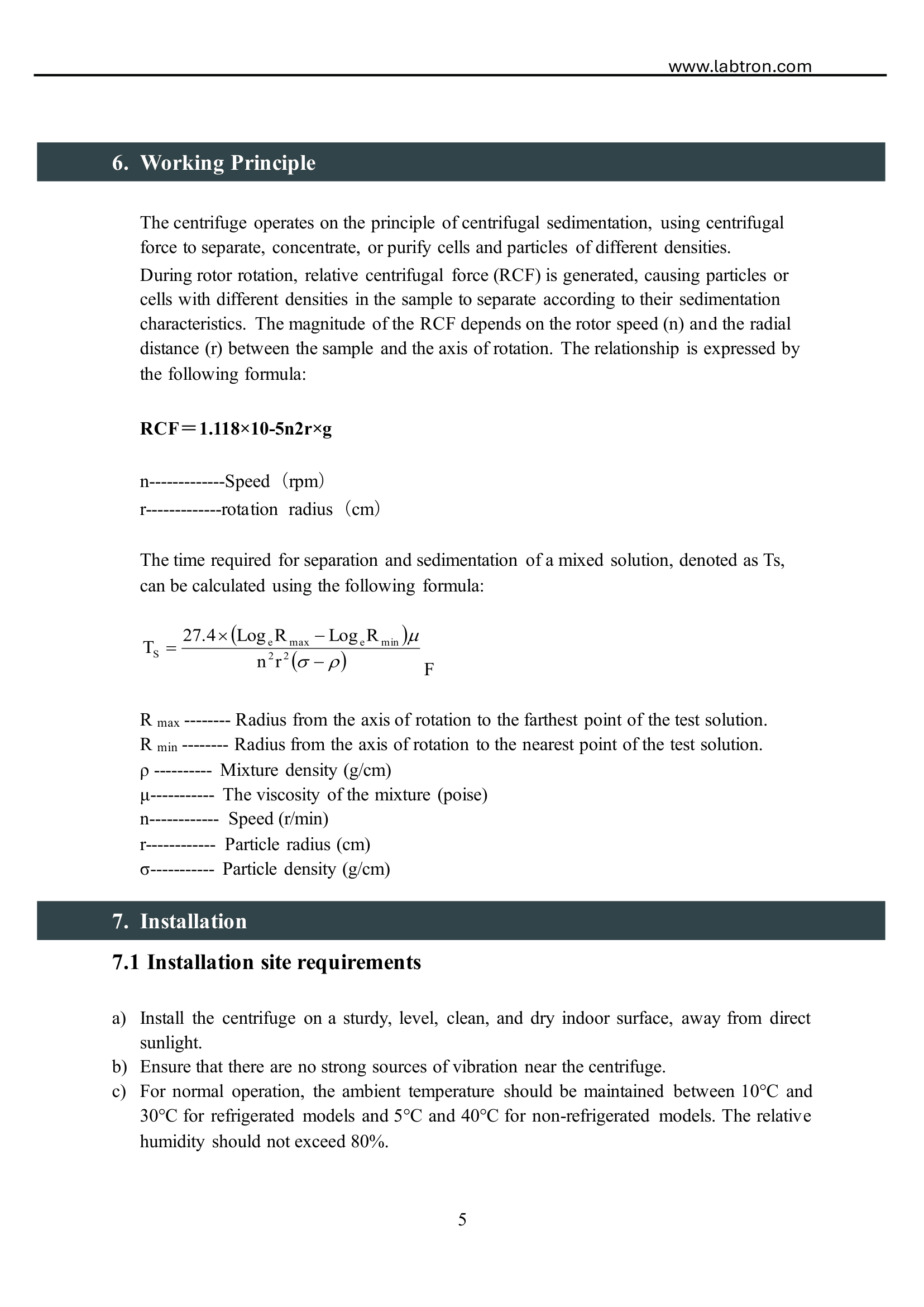 Refrigerated Centrifuge LRF-A40 Manual