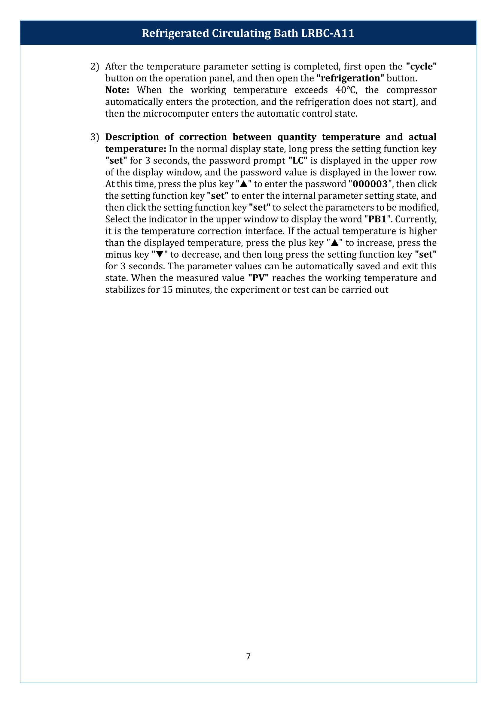 Refrigerated Circulating Bath LRBC-A11 Manual