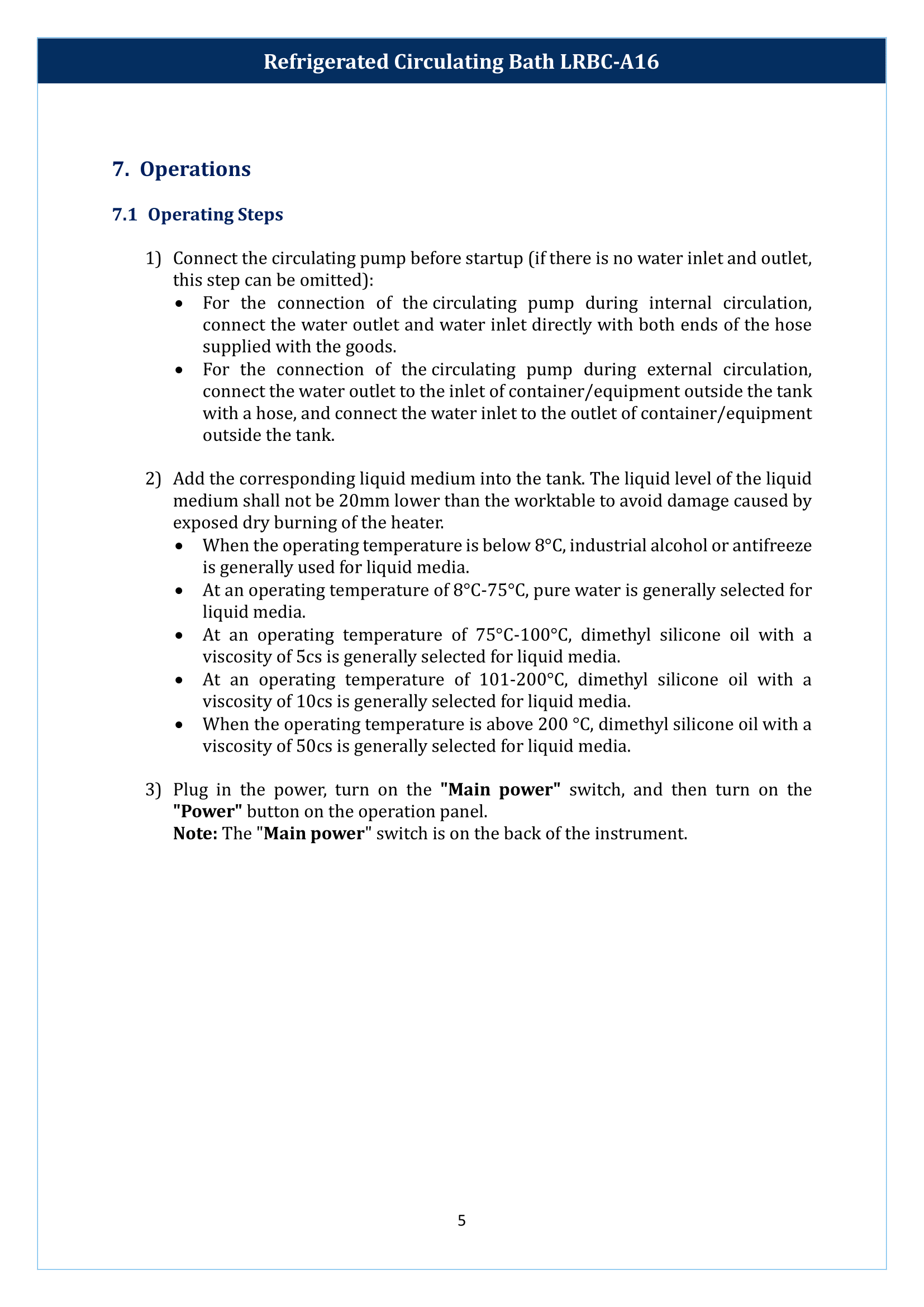 Refrigerated Circulating Bath LRBC-A16 Manual