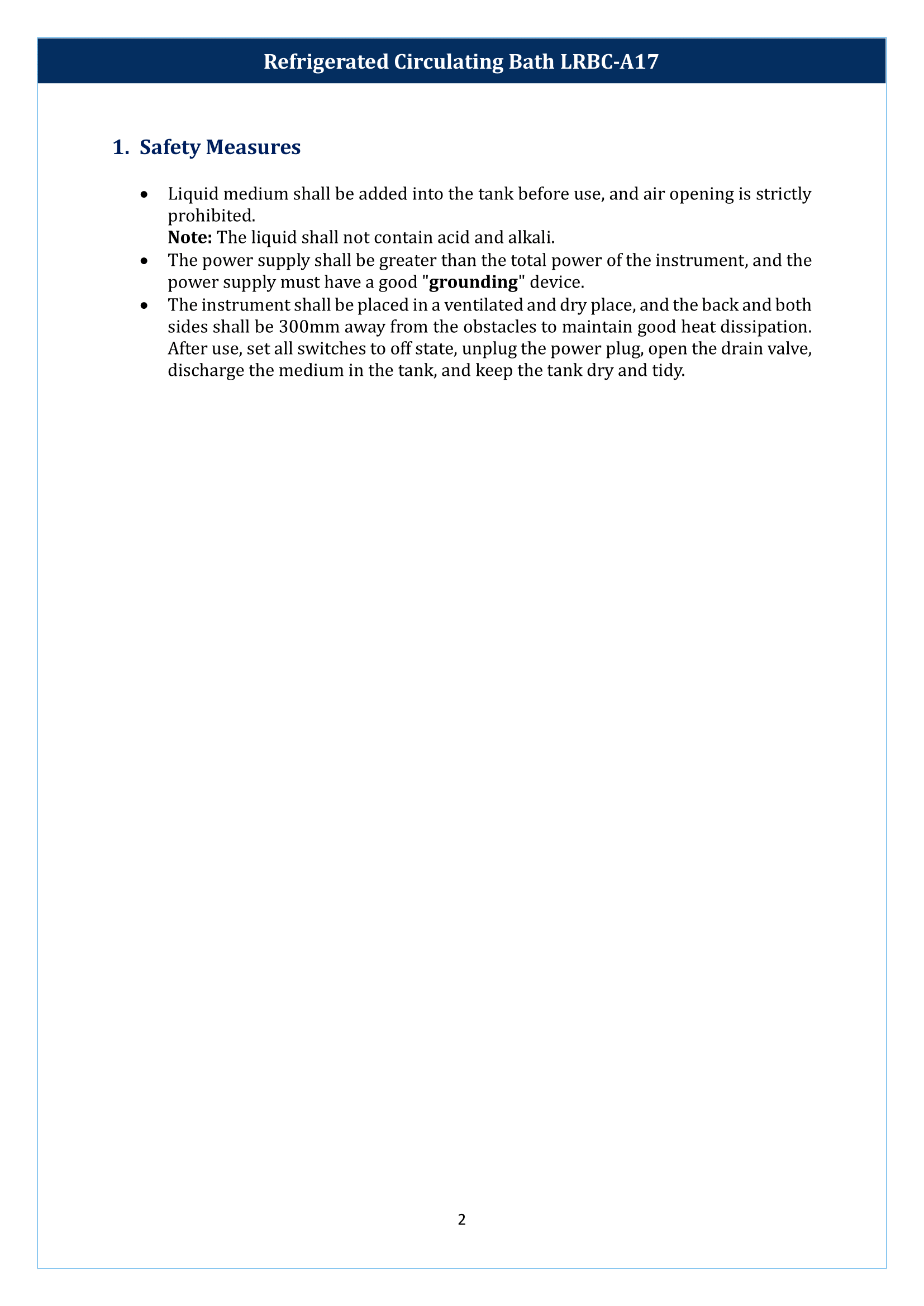 Refrigerated Circulating Bath LRBC-A17 Manual