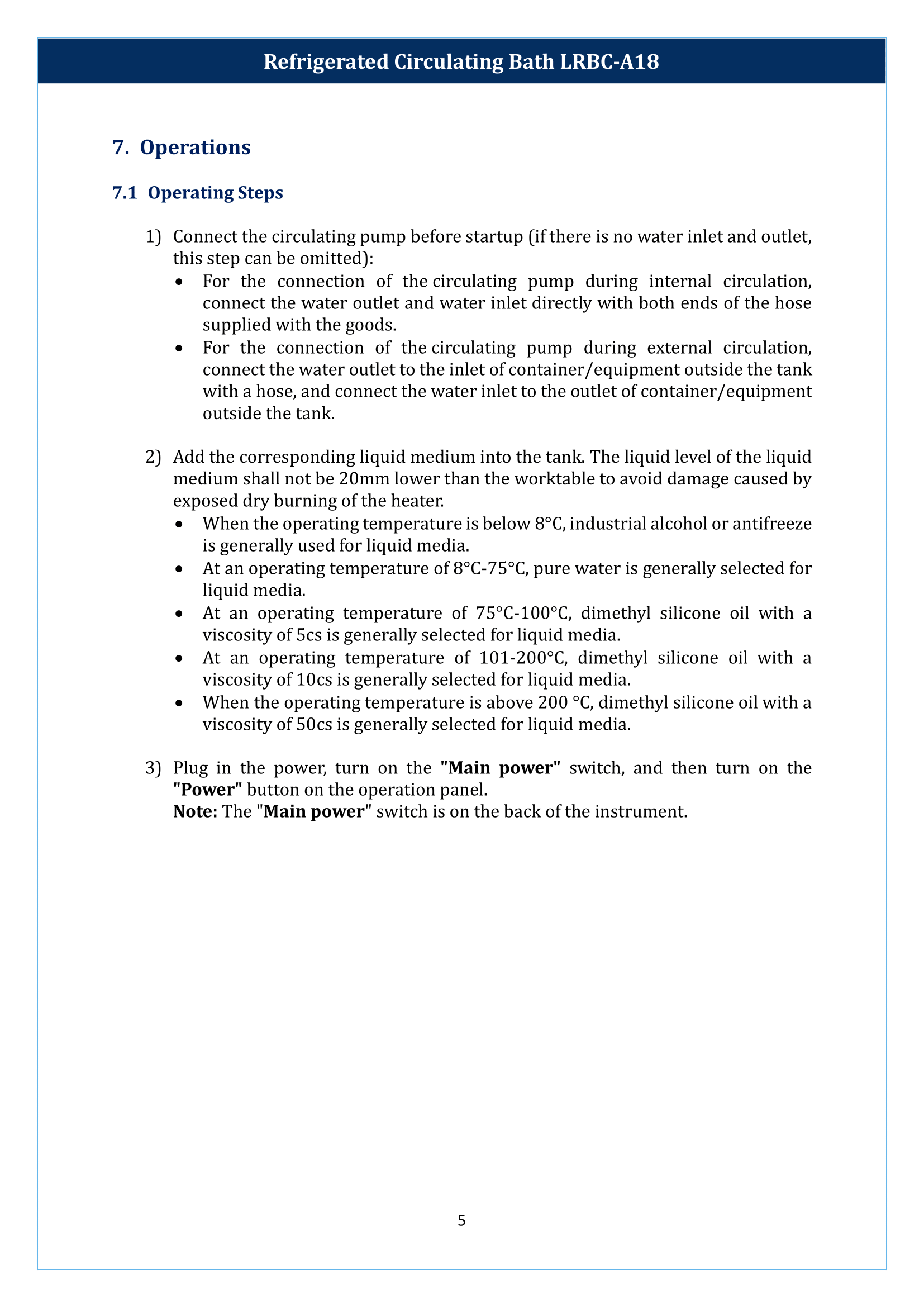 Refrigerated Circulating Bath LRBC-A18 Manual