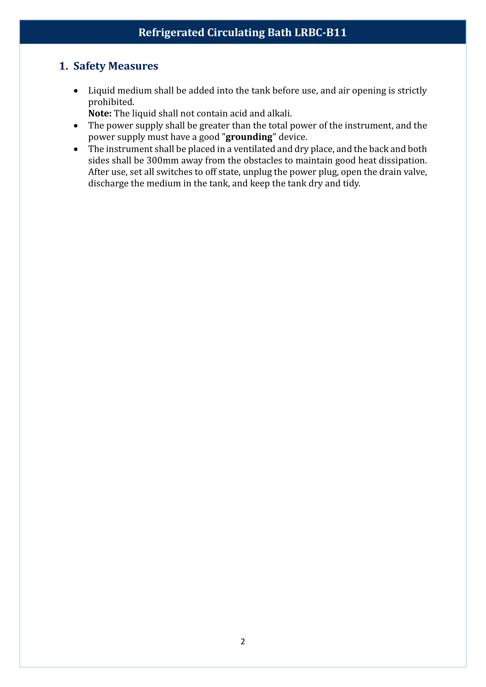 Refrigerated Circulating Bath LRBC-B11 Manual