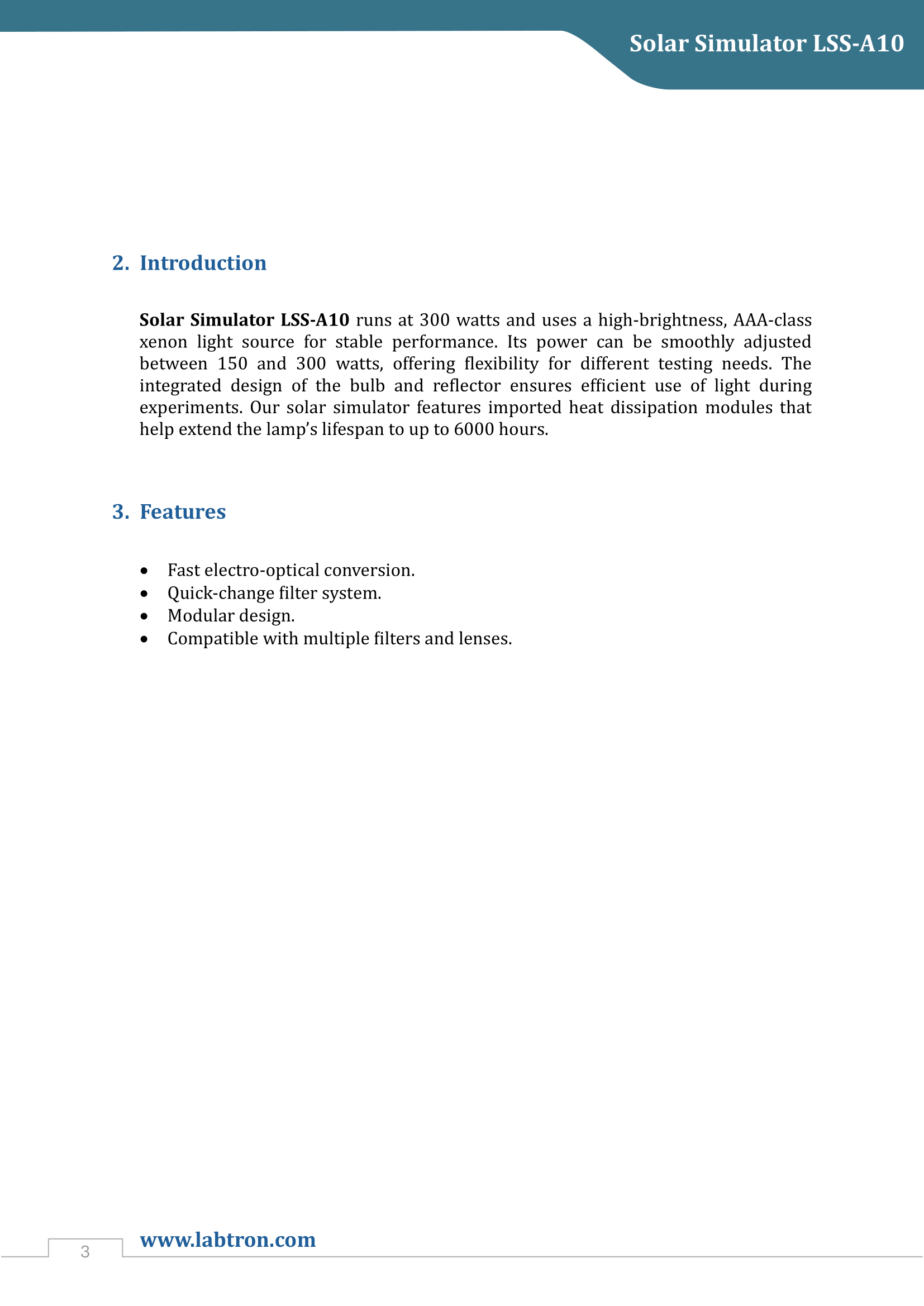 Solar Simulator LSS-A10 Manual