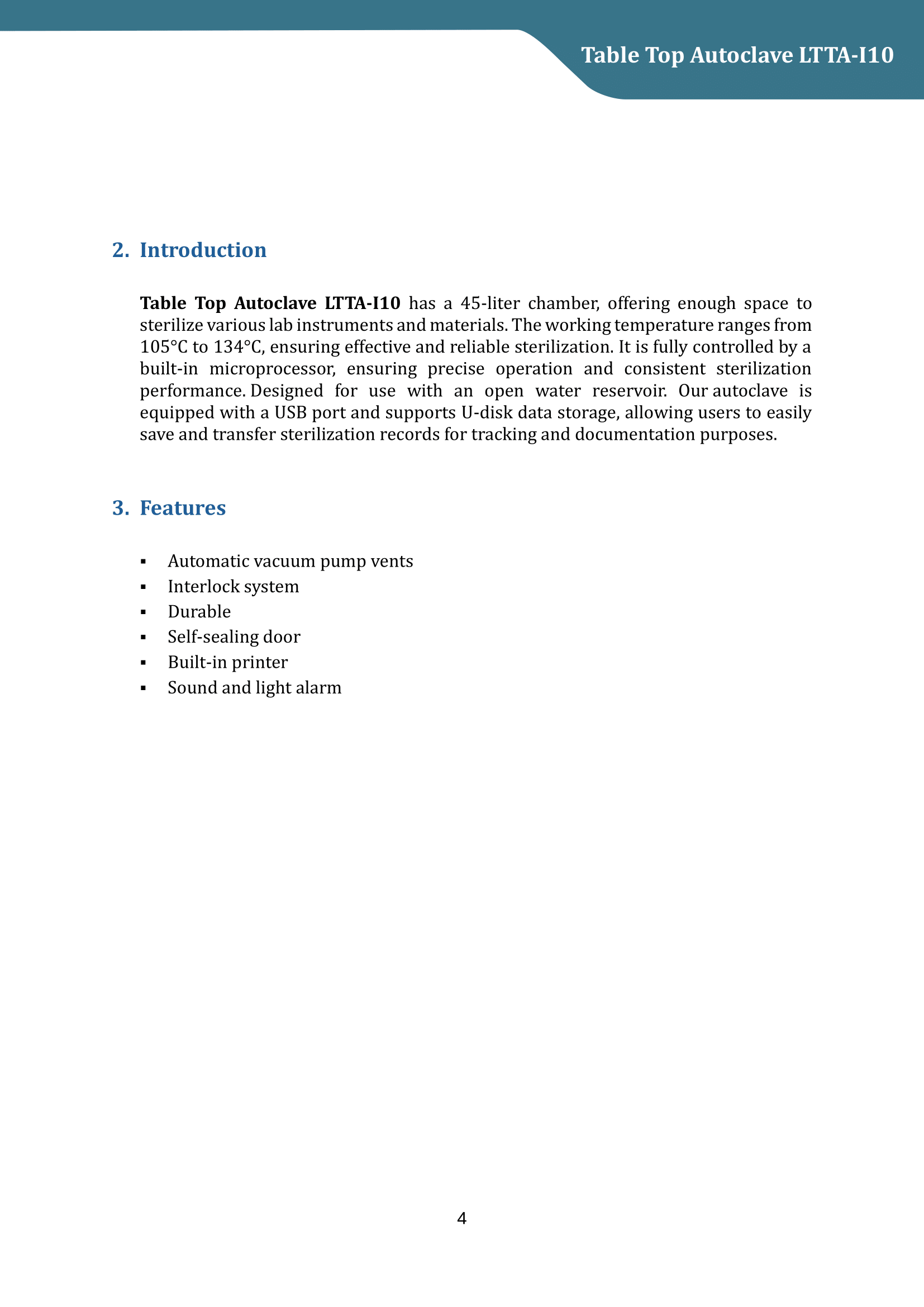 Tabletop Autoclave LTTA-I10 Manual