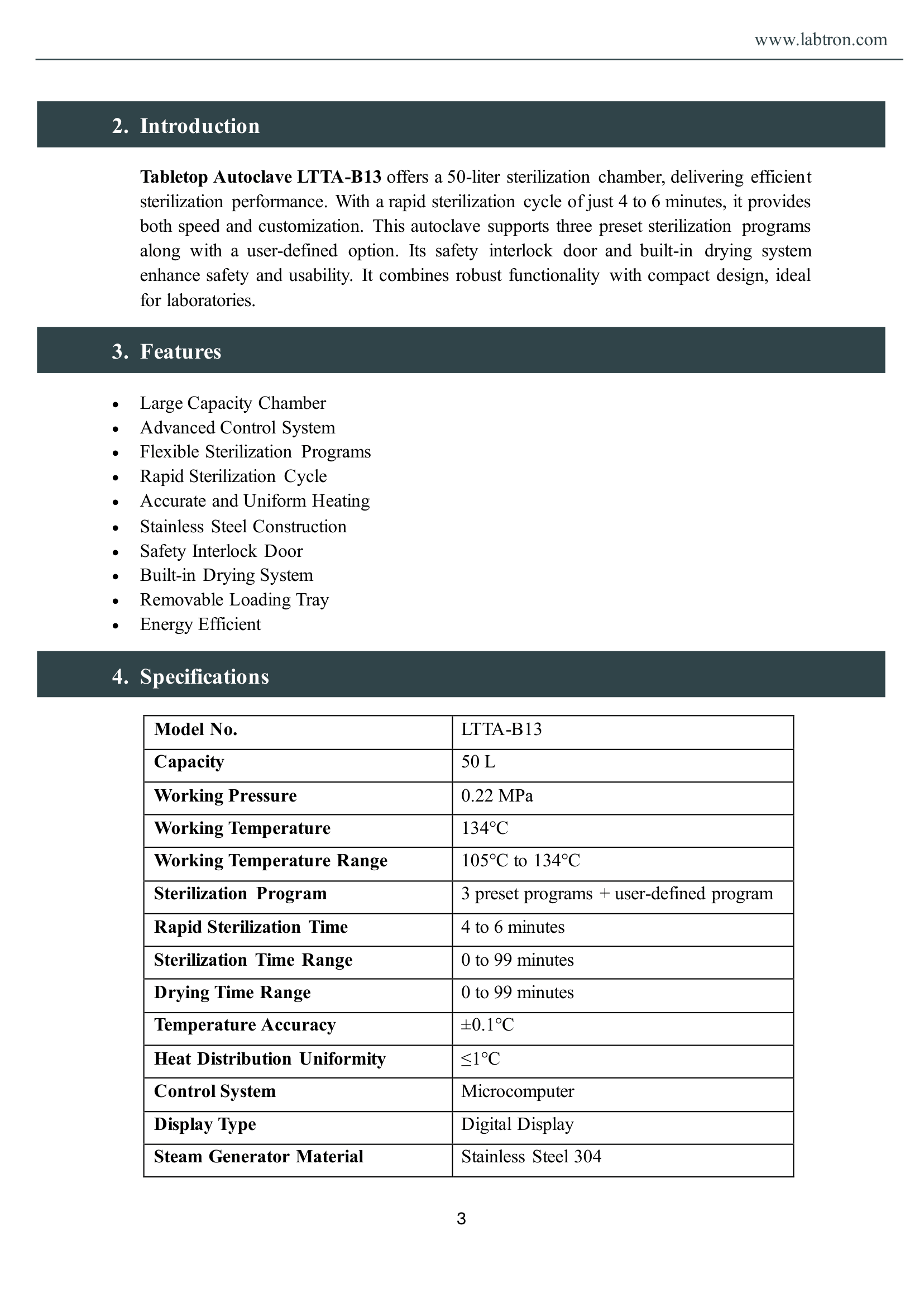 Tabletop Autoclave LTTA-B13 Manual