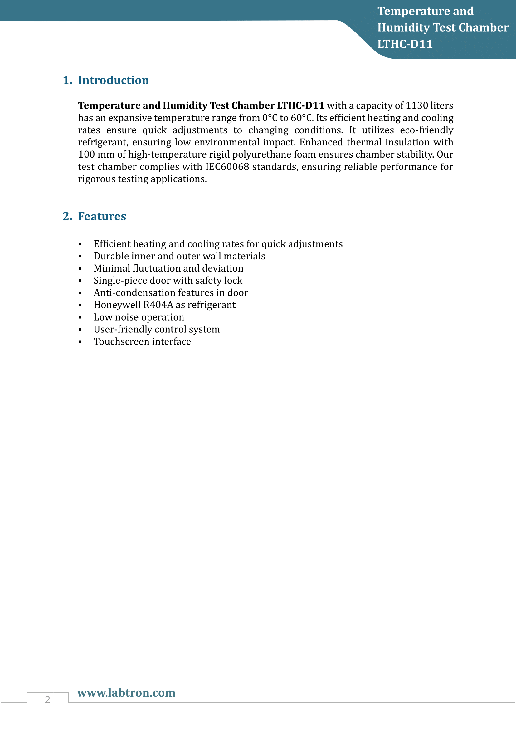 Temperature and Humidity Test Chamber LTHC-D11 Manual