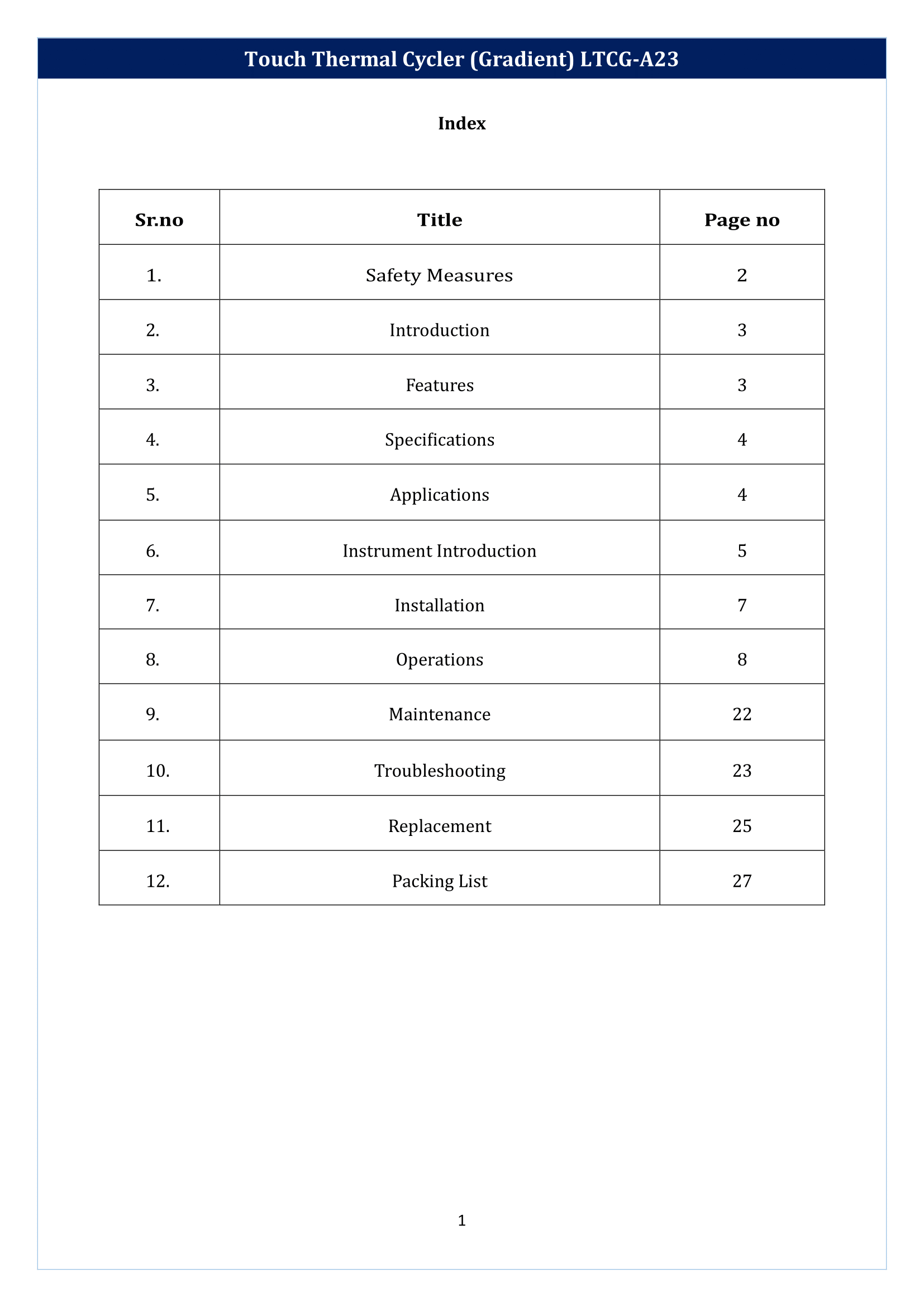 Touch Thermal Cycler (Gradient) LTCG-A23 Manual