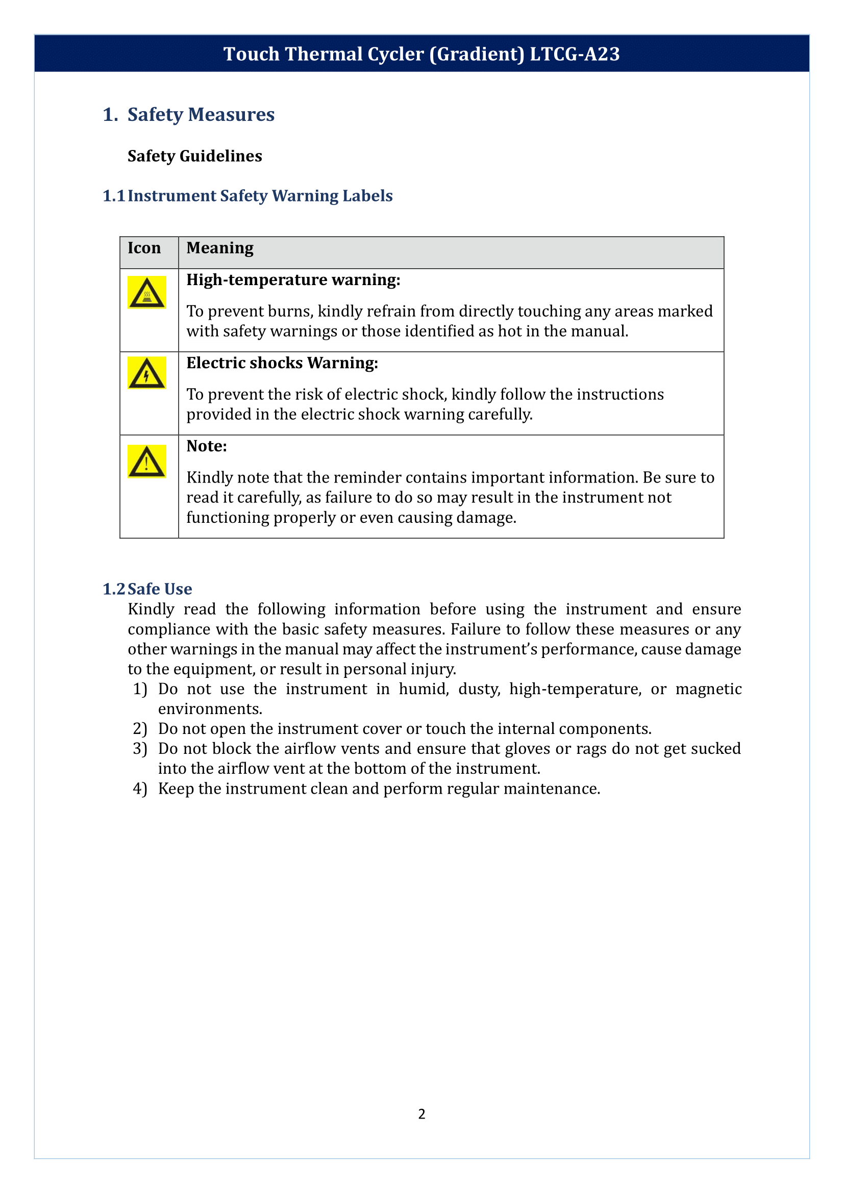Touch Thermal Cycler (Gradient) LTCG-A23 Manual