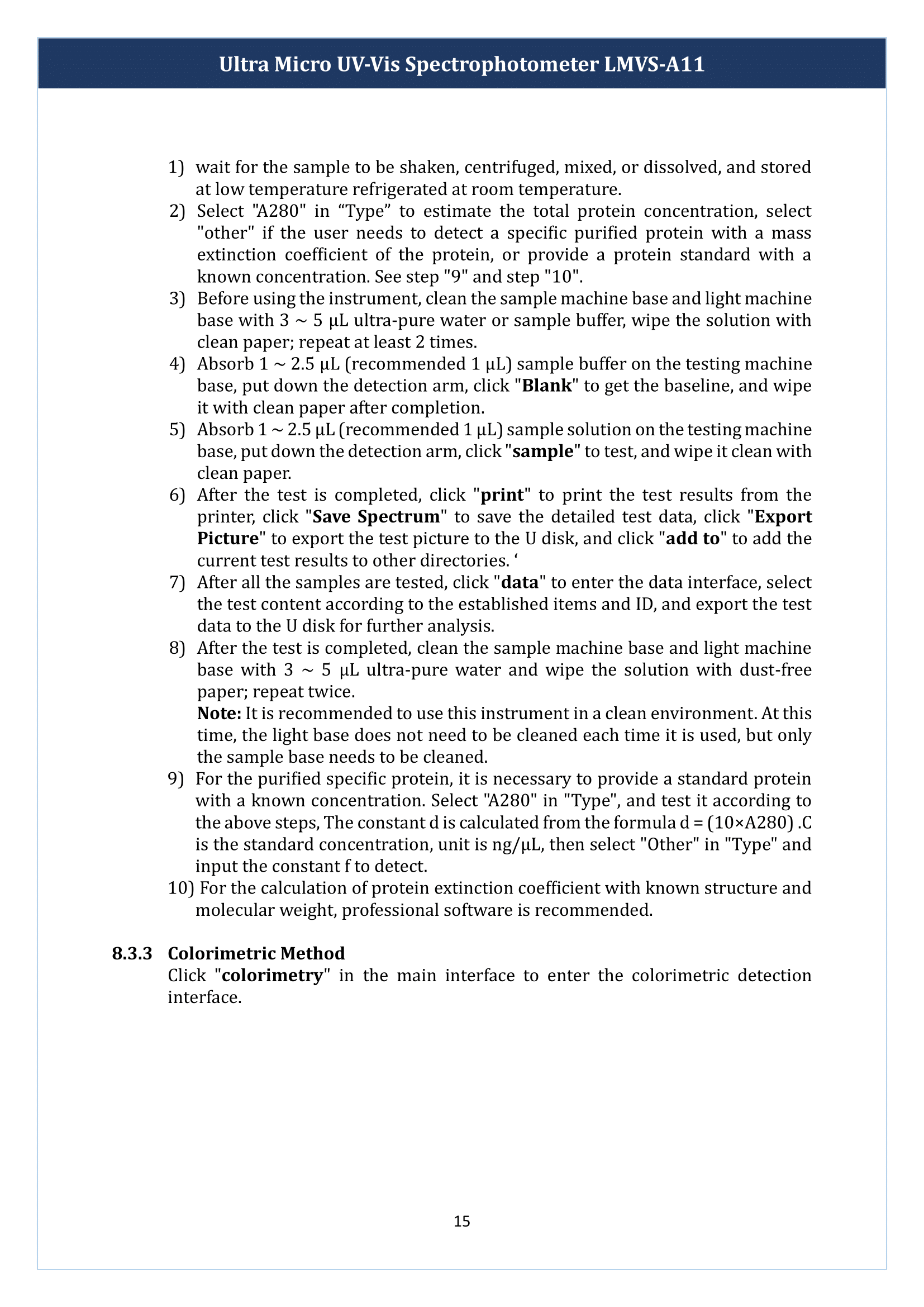 Ultra Micro UV-Vis Spectrophotometer LMVS-A11 Manual