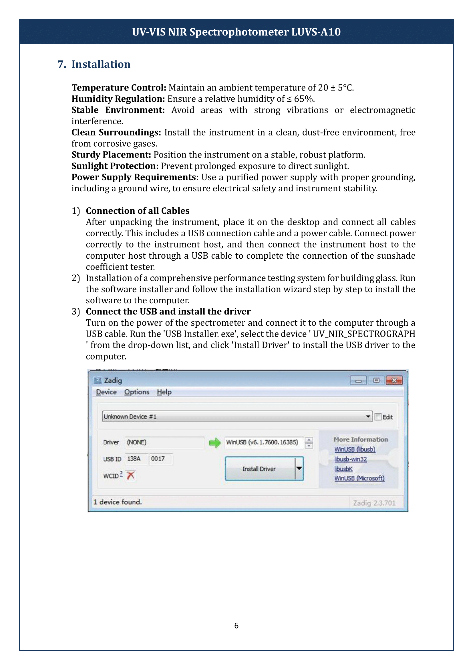 UV-VIS NIR Spectrophotometer LUVS-A10 Manual