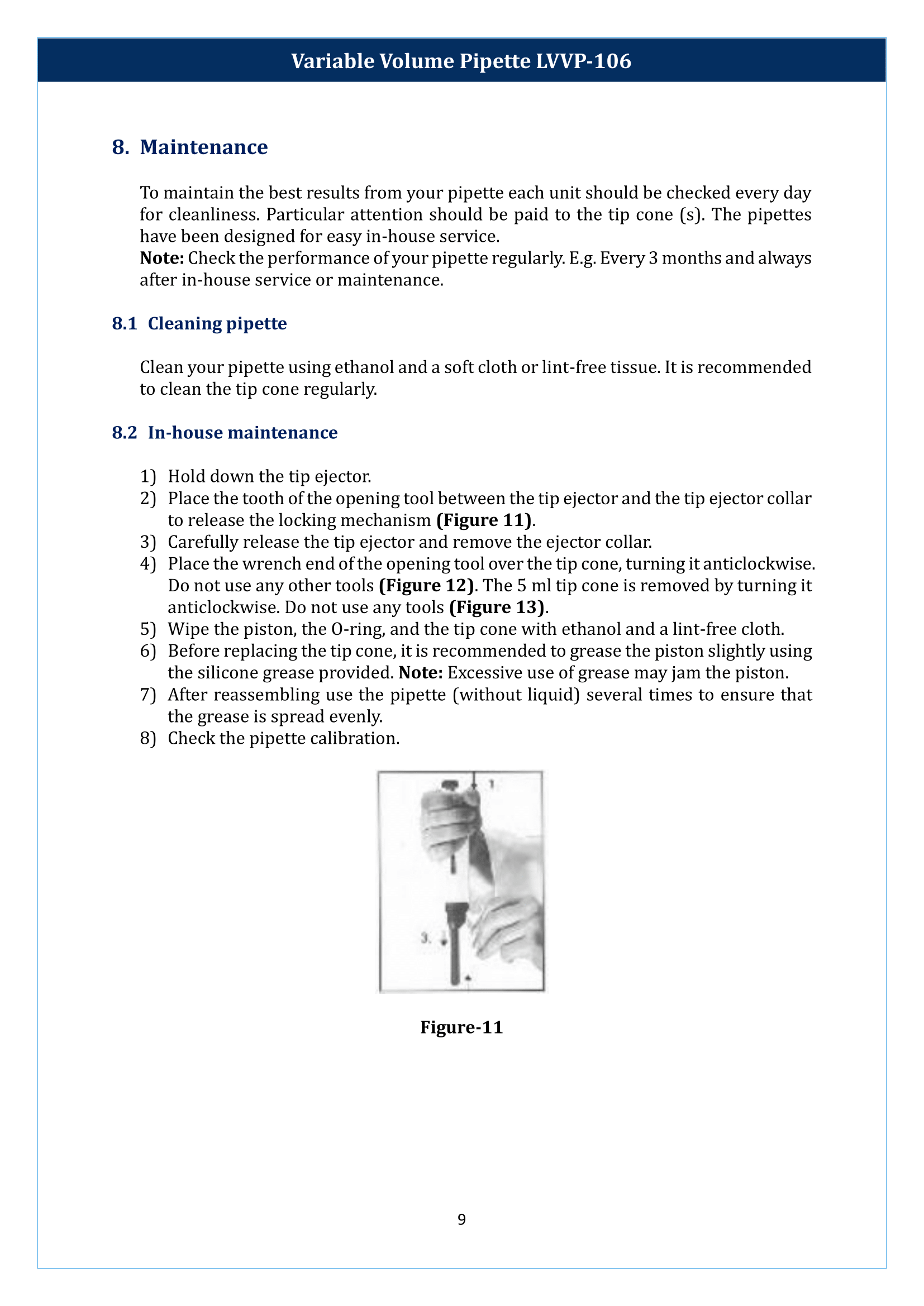 Variable Volume Pipette LVVP-106 Manual