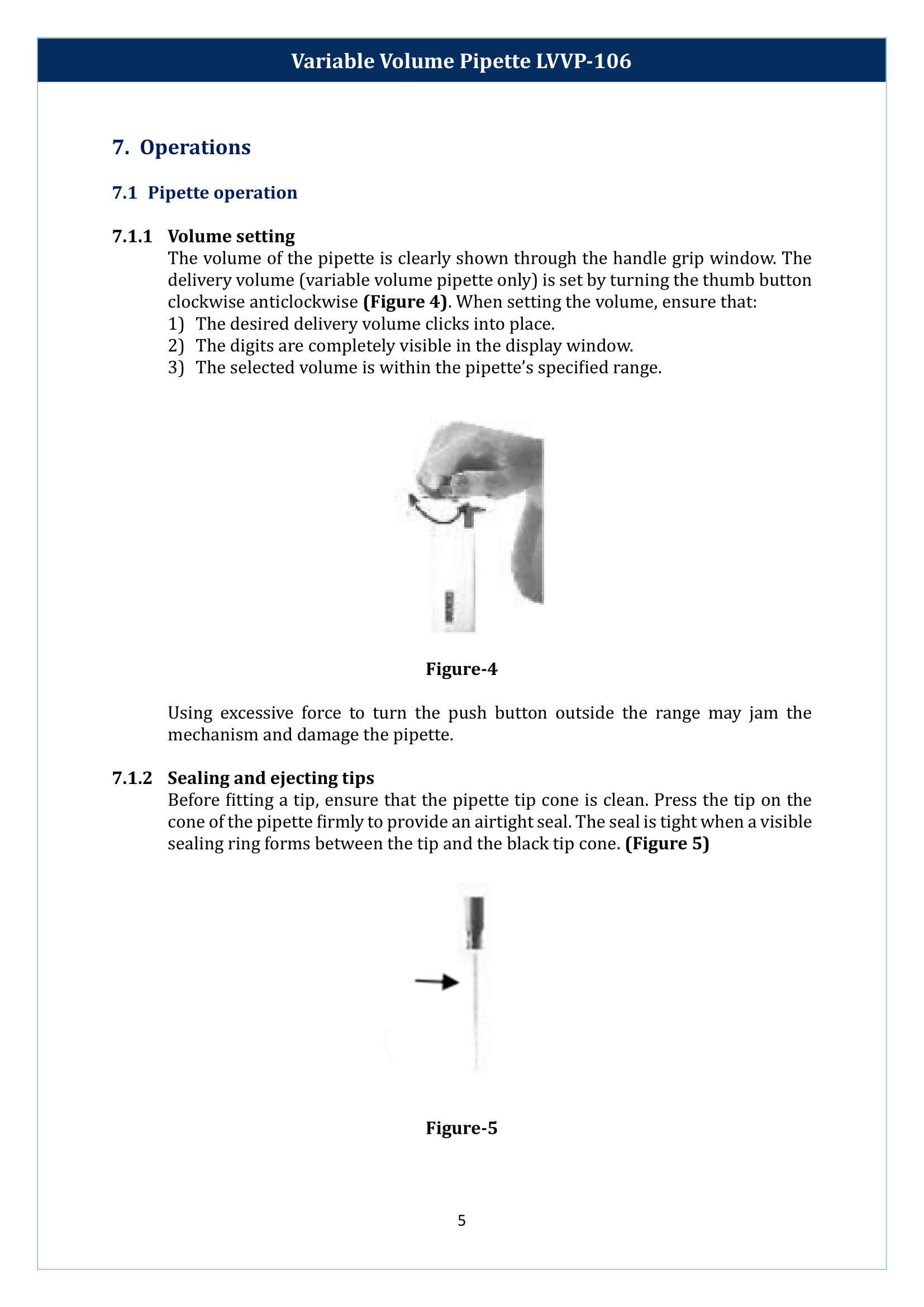Variable Volume Pipette LVVP-106 Manual