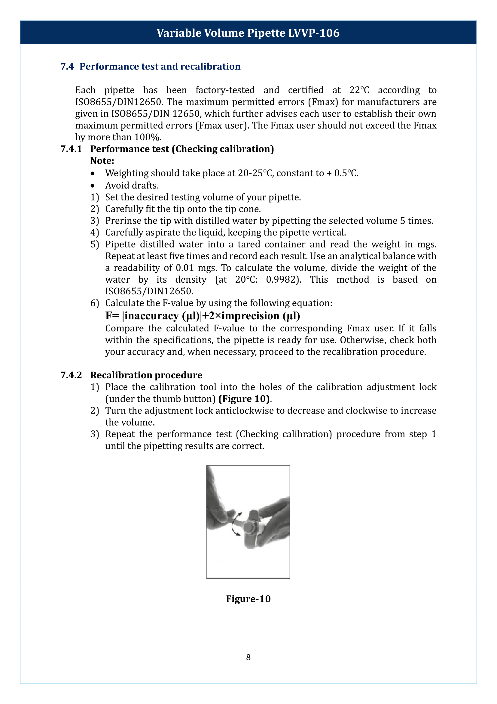 Variable Volume Pipette LVVP-106 Manual