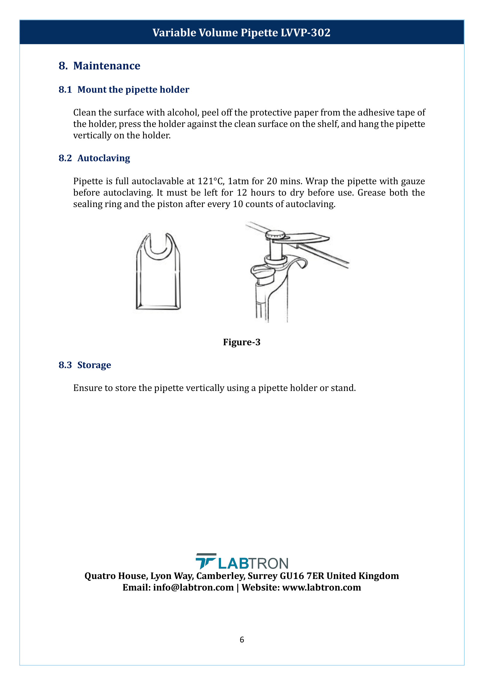 Variable Volume Pipette LVVP-302 Manual