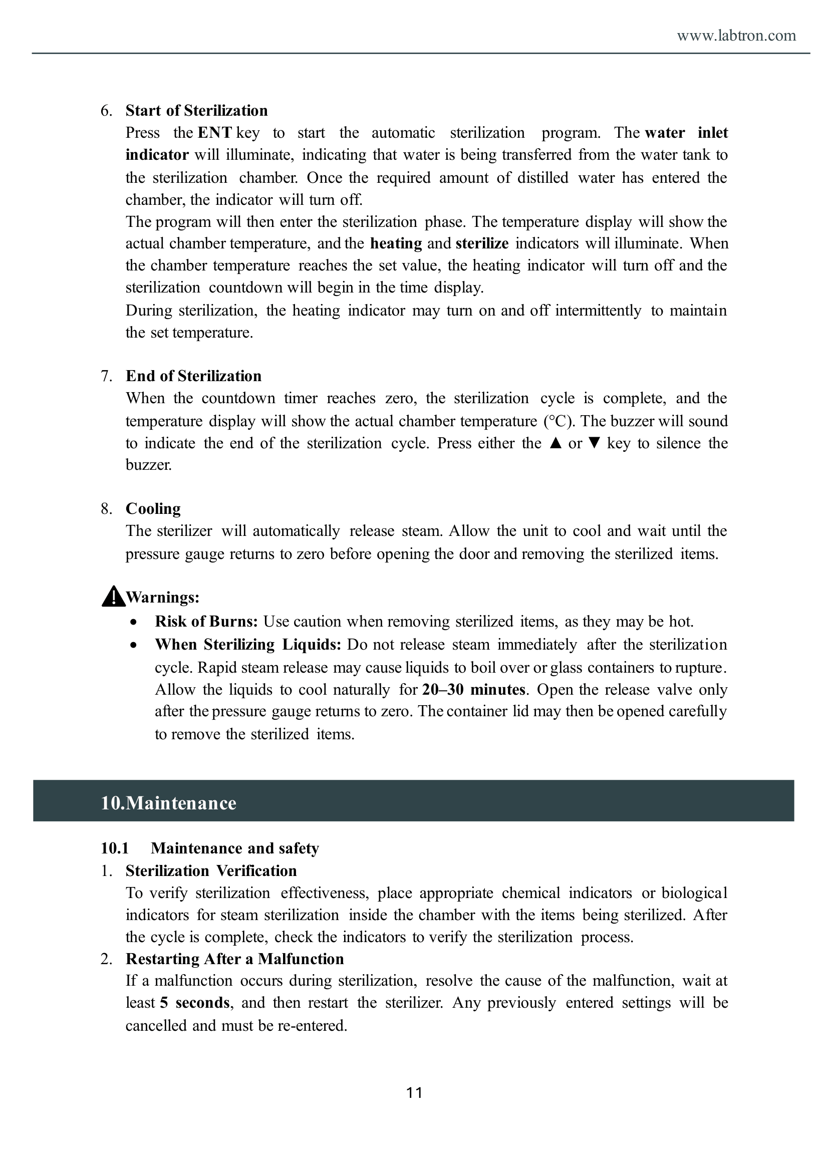 Vertical Autoclave LVA-A11 Manual