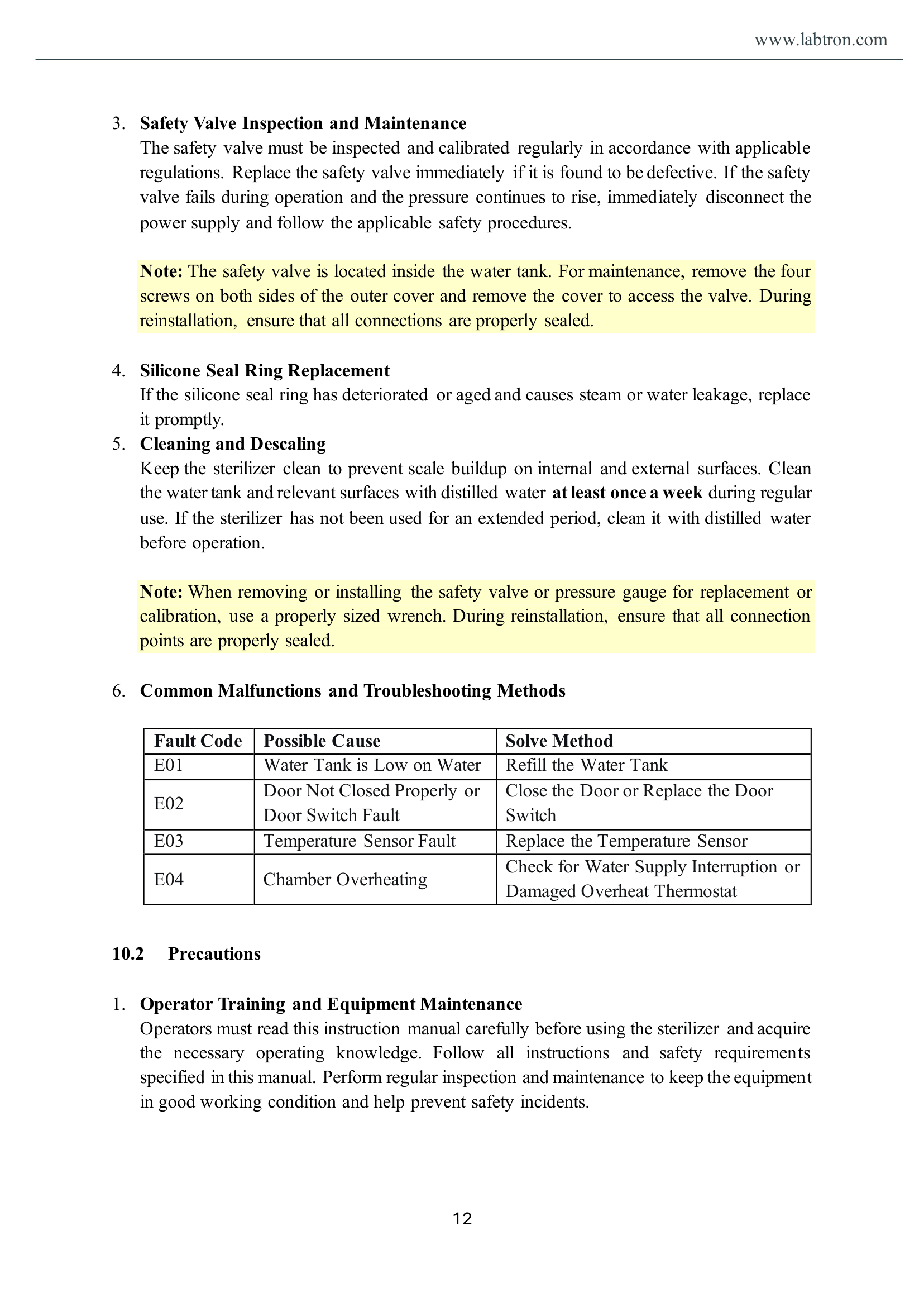 Vertical Autoclave LVA-A11 Manual