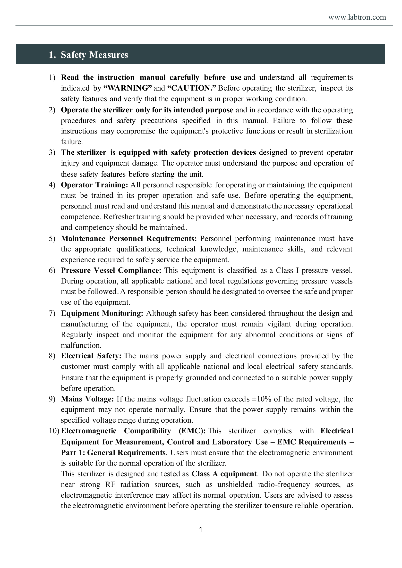 Vertical Autoclave LVA-A11 Manual