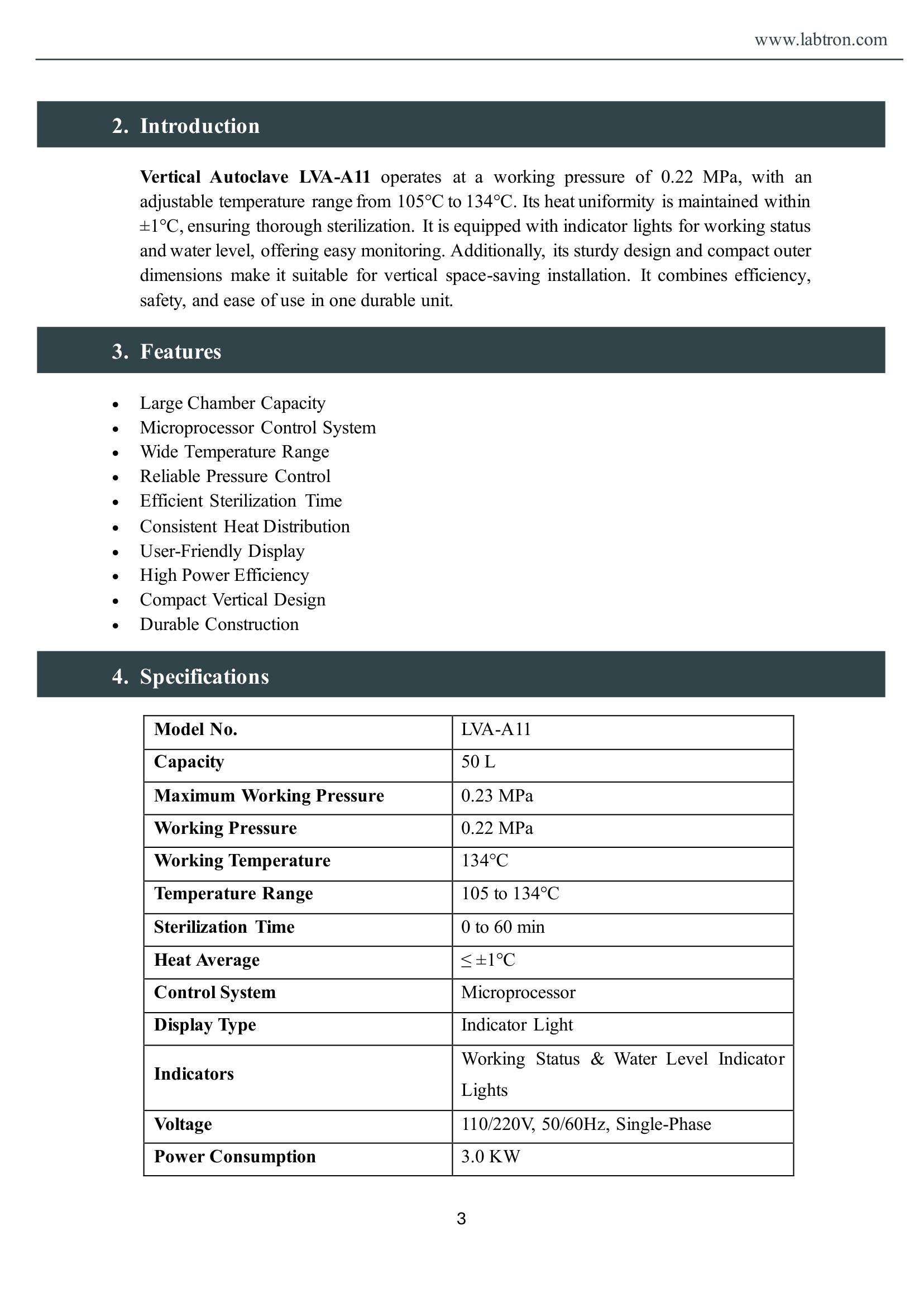 Vertical Autoclave LVA-A11 Manual