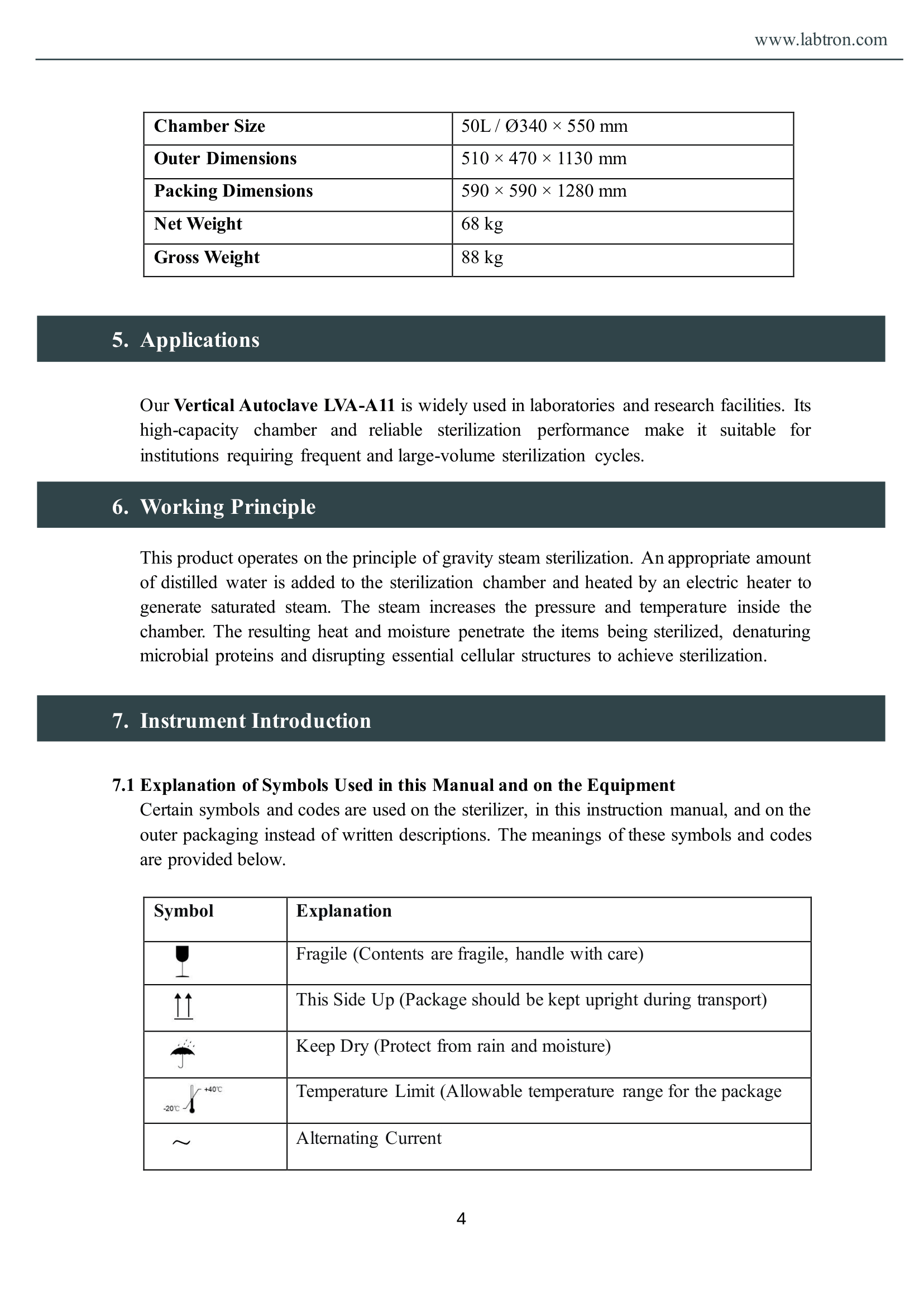 Vertical Autoclave LVA-A11 Manual
