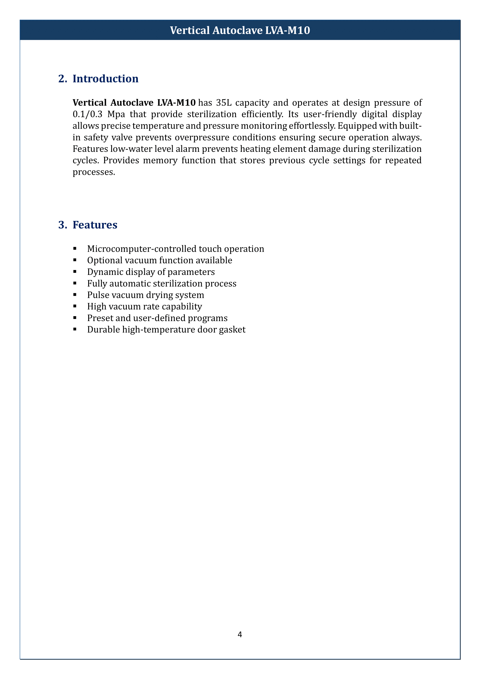 Vertical Autoclave LVA-M10 Manual