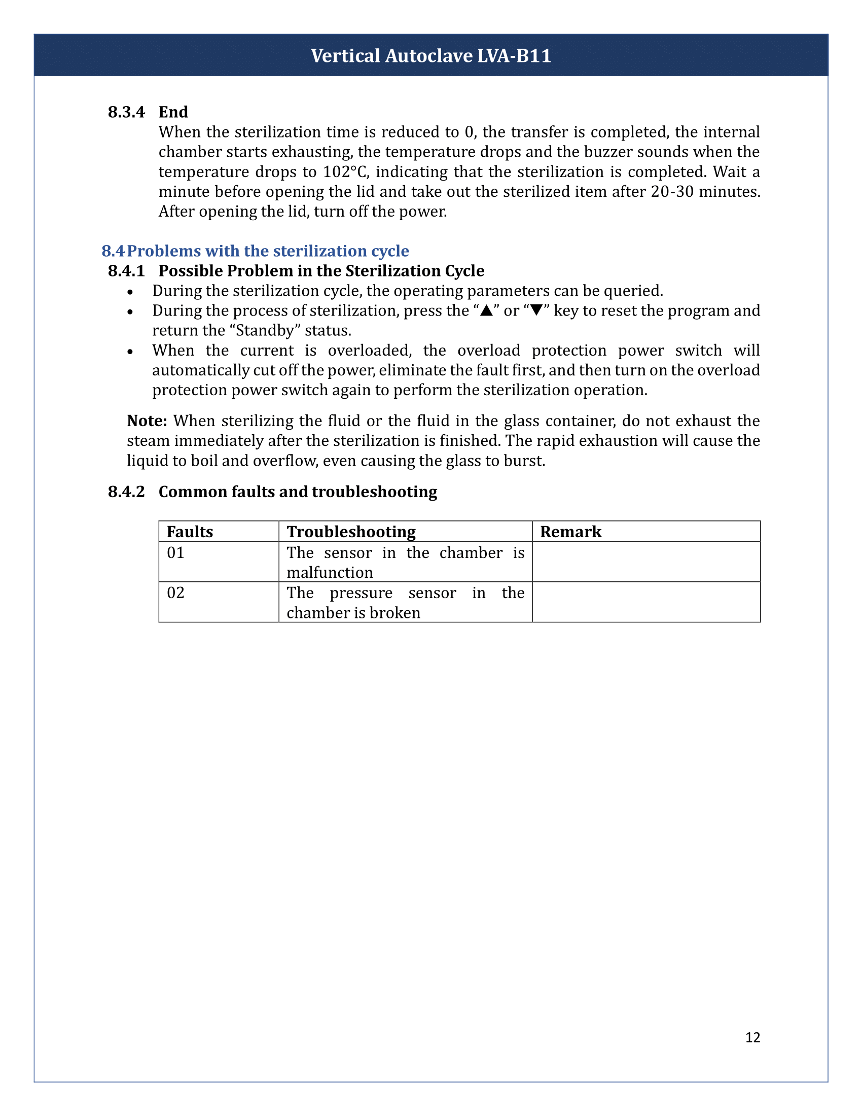 Vertical Autoclave LVA-B11 Manual