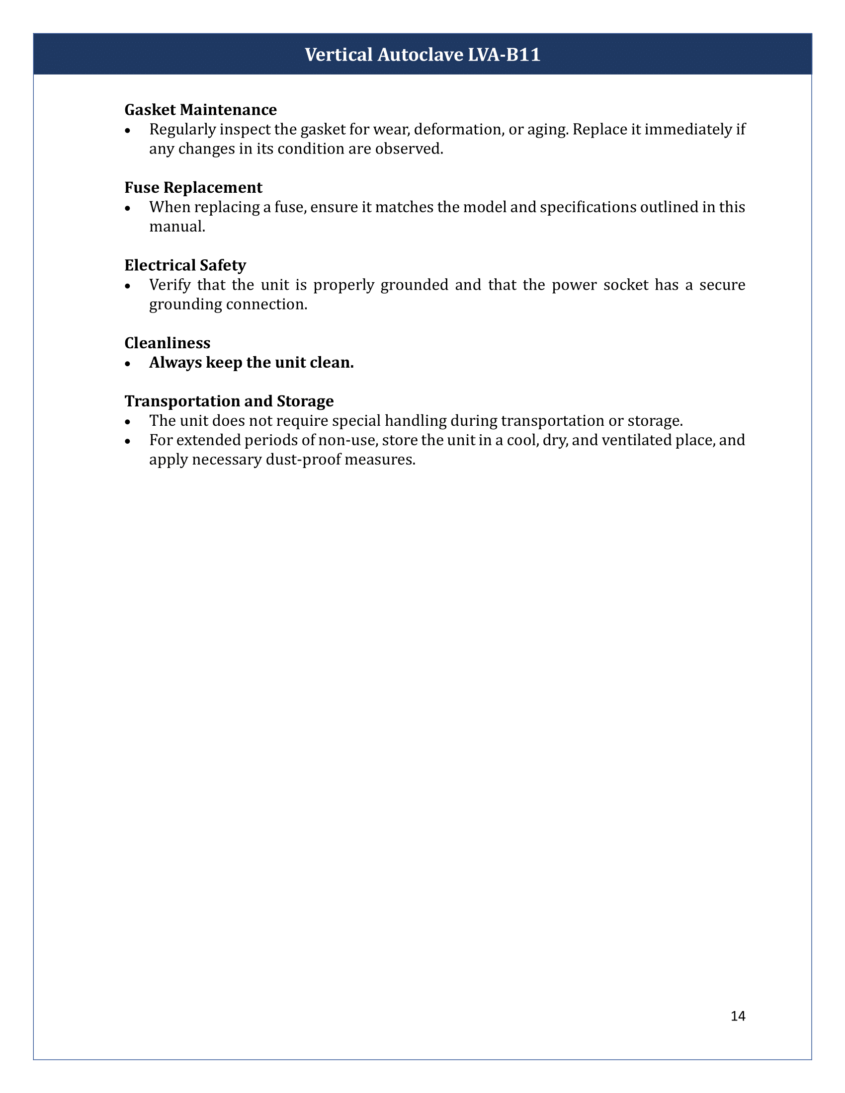 Vertical Autoclave LVA-B11 Manual