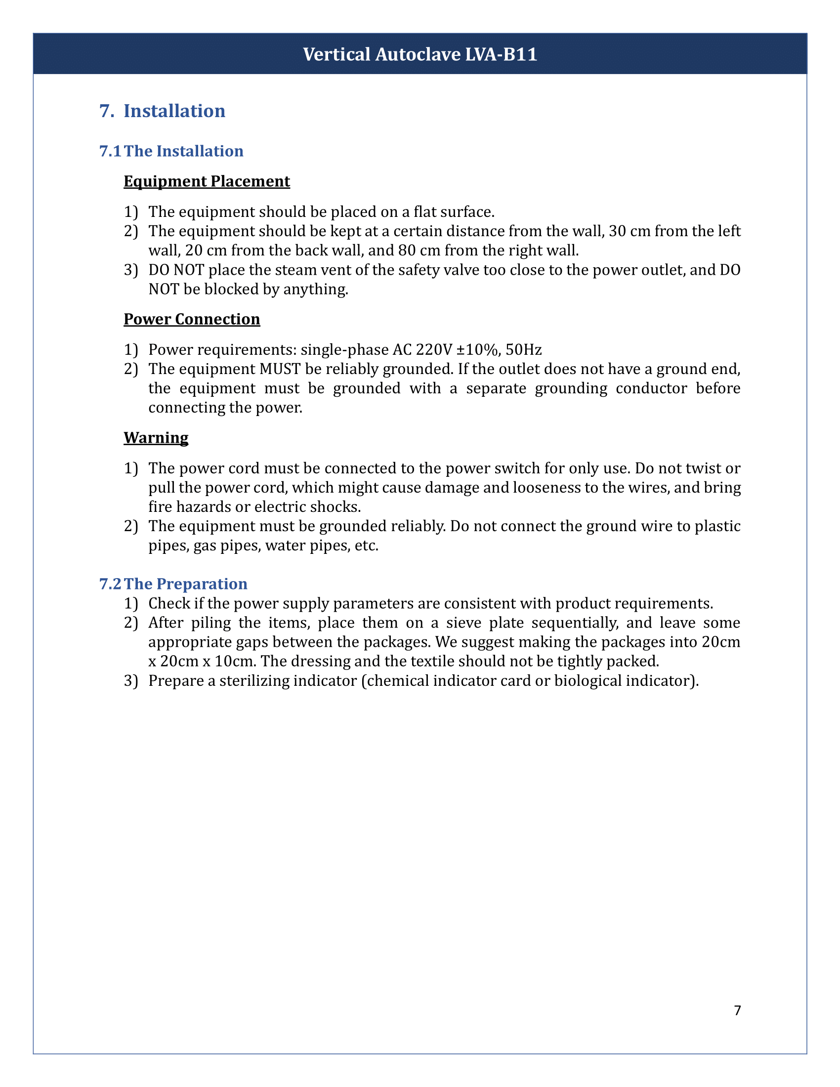 Vertical Autoclave LVA-B11 Manual