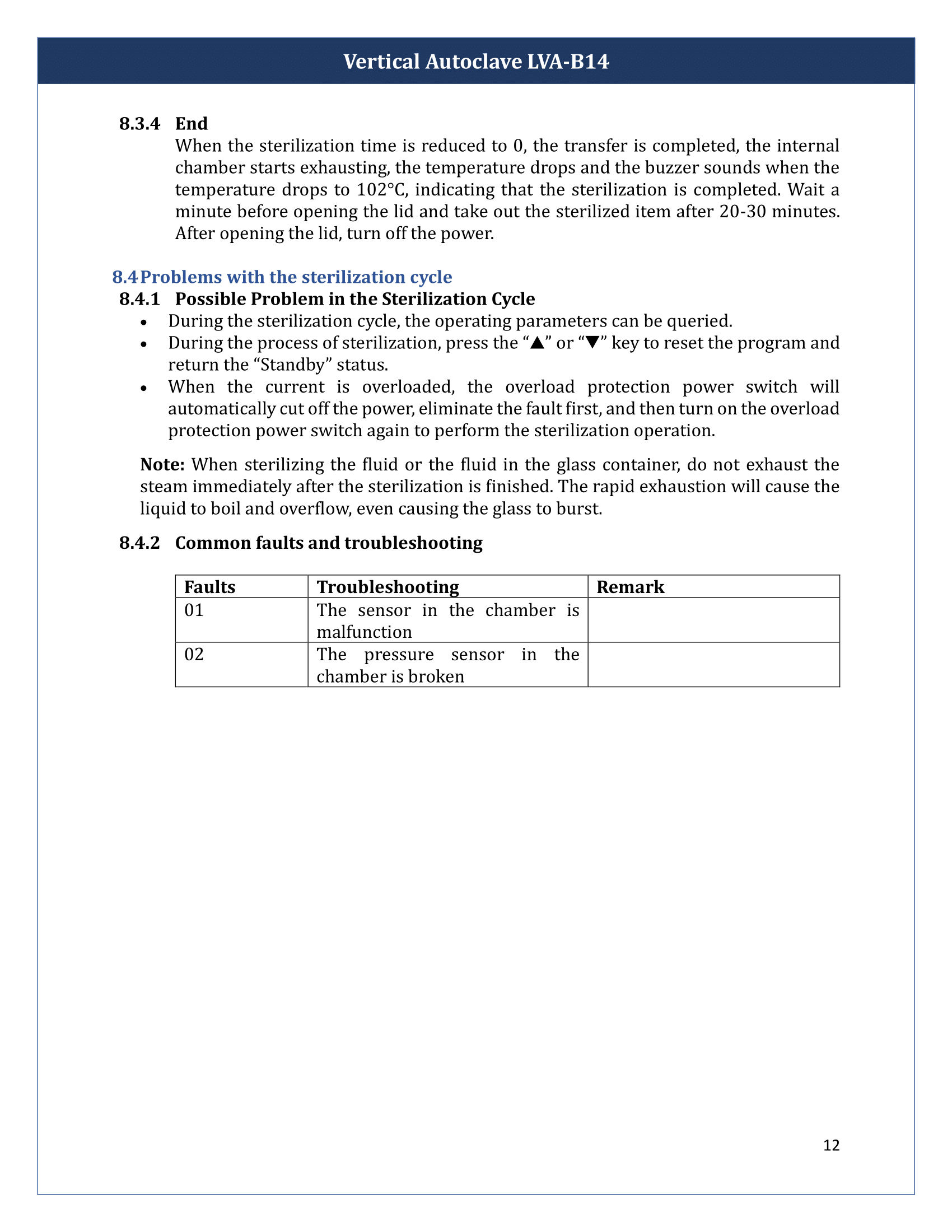 Vertical Autoclave LVA-B14 Manual