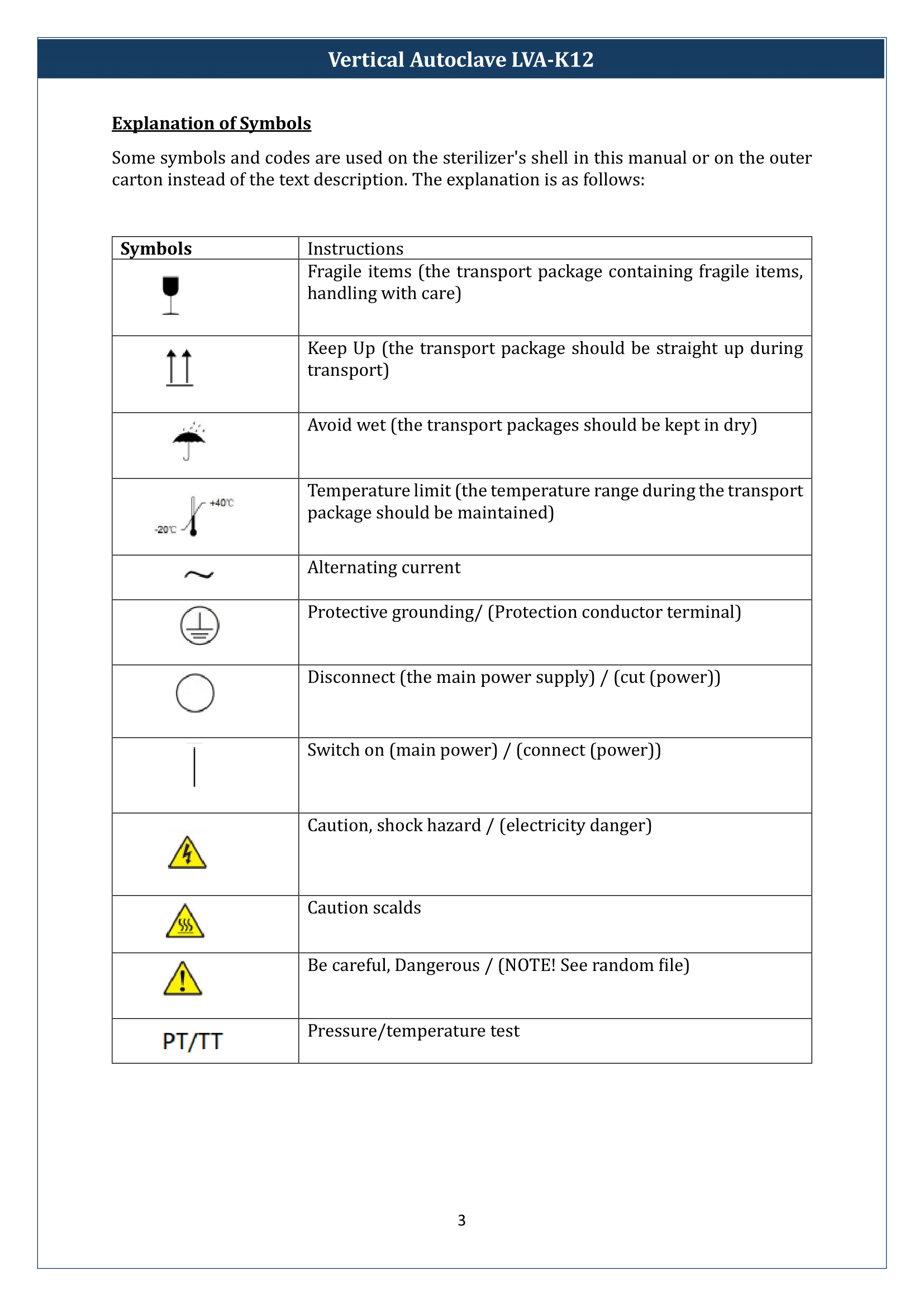 Vertical Laboratory Autoclave LVA-K12 Manual