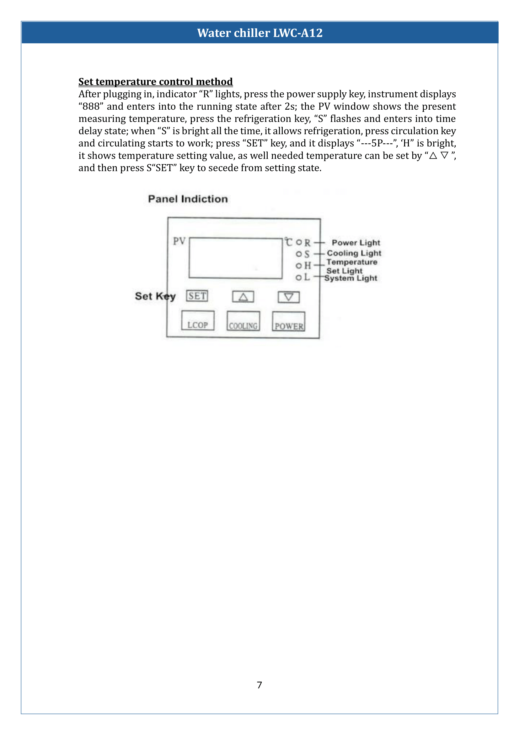 Water chillers LWC-A12 Manual