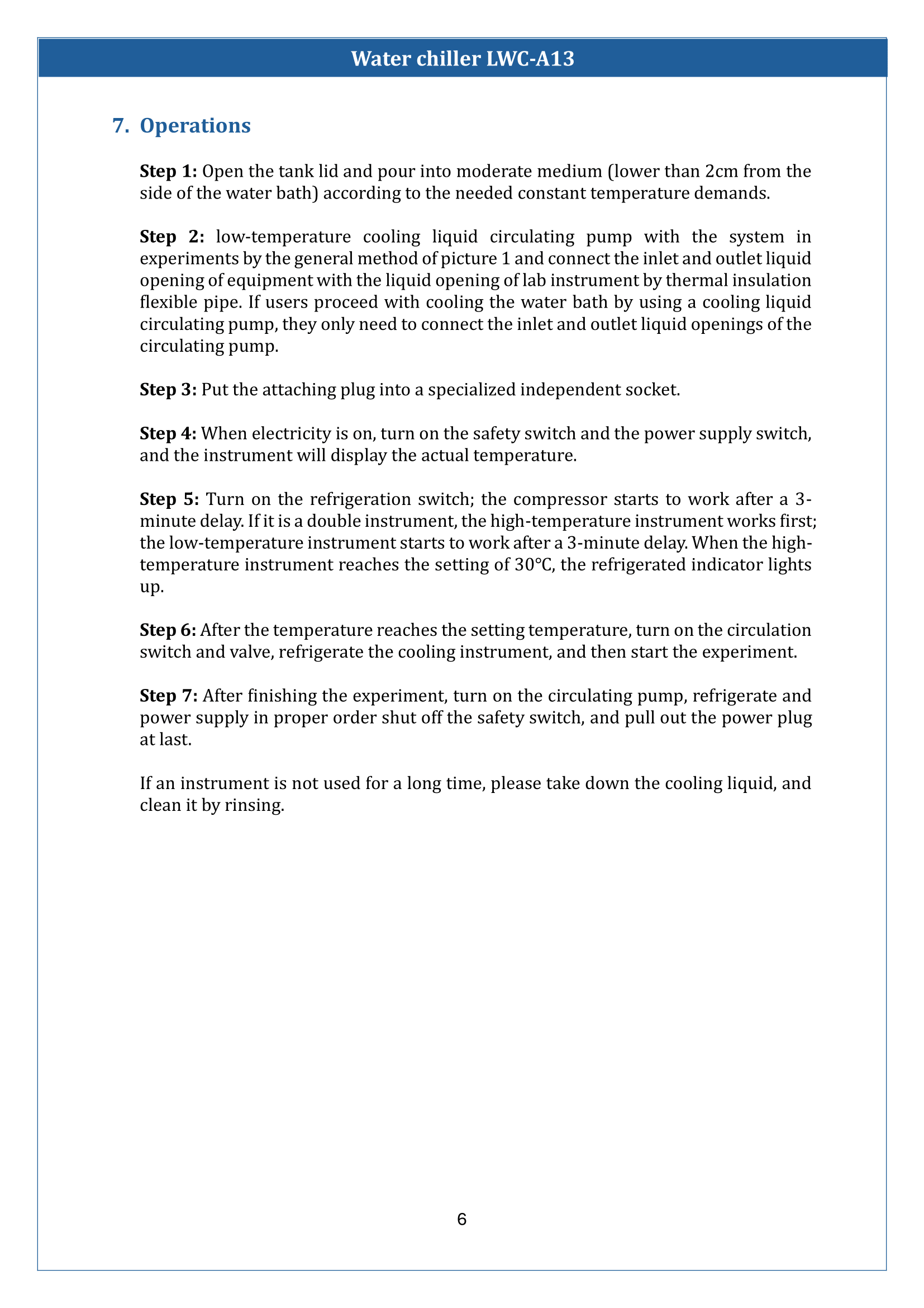 Water chillers LWC-A13 Manual