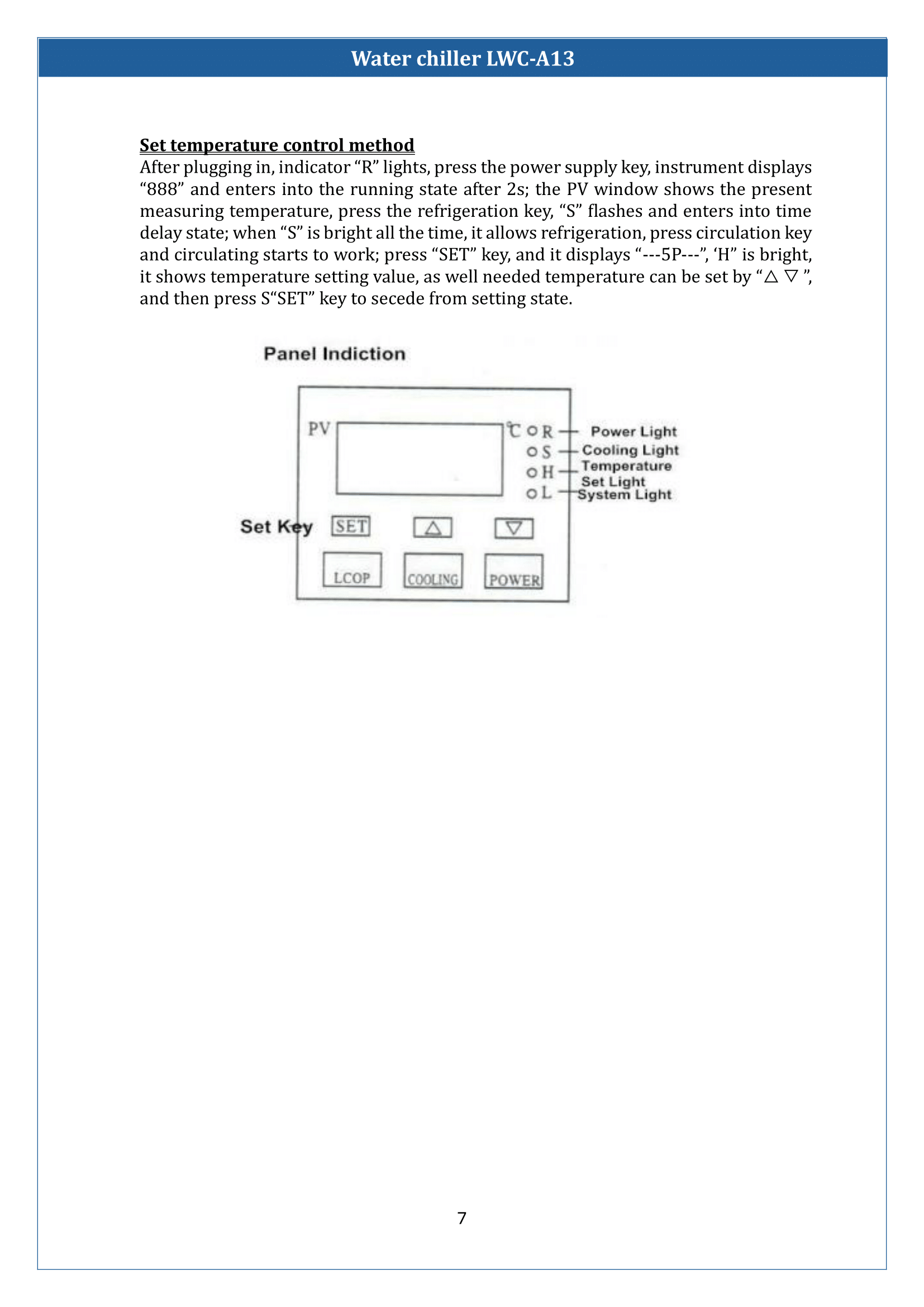 Water chillers LWC-A13 Manual